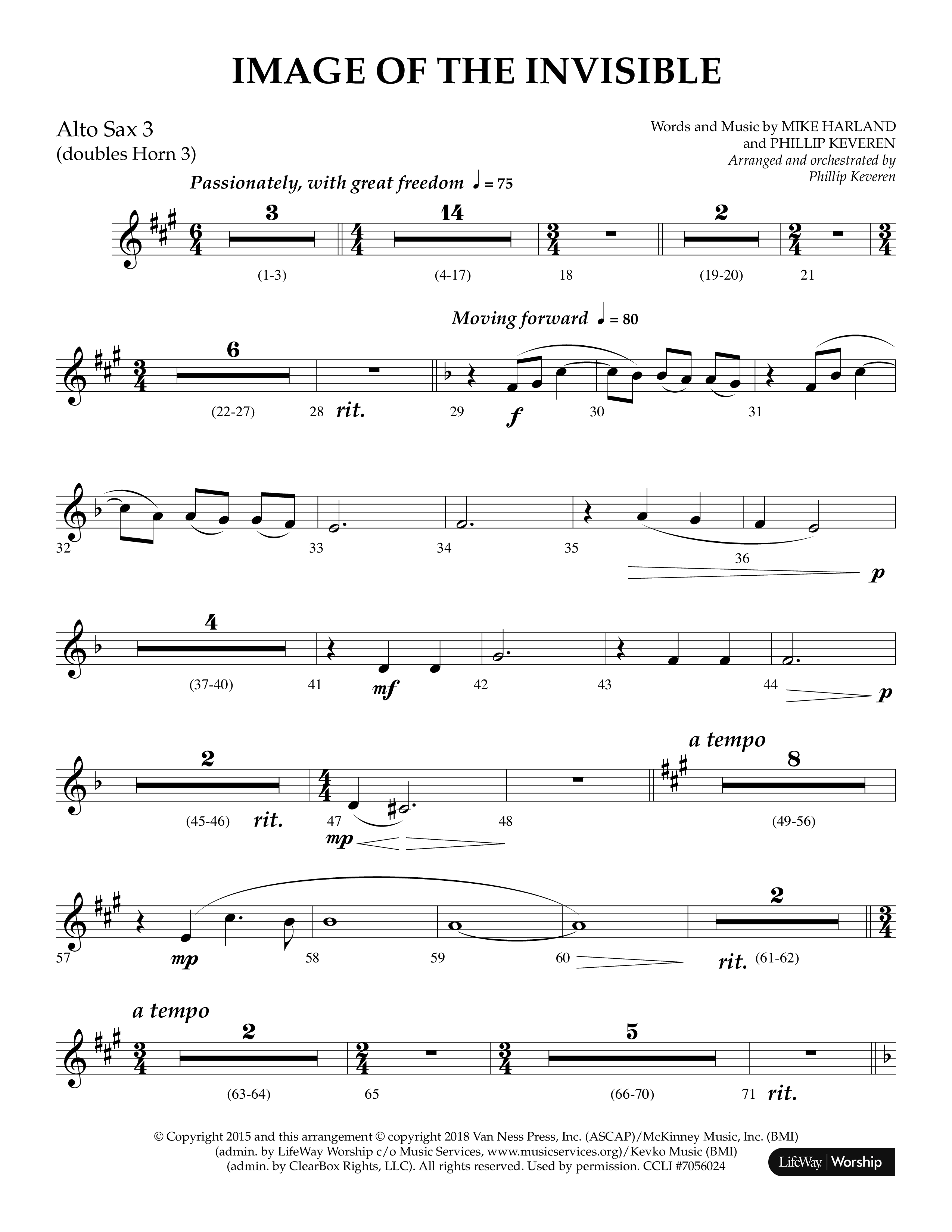 Image Of The Invisible (Choral Anthem SATB) Alto Sax (Lifeway Choral / Arr. Phillip Keveren)
