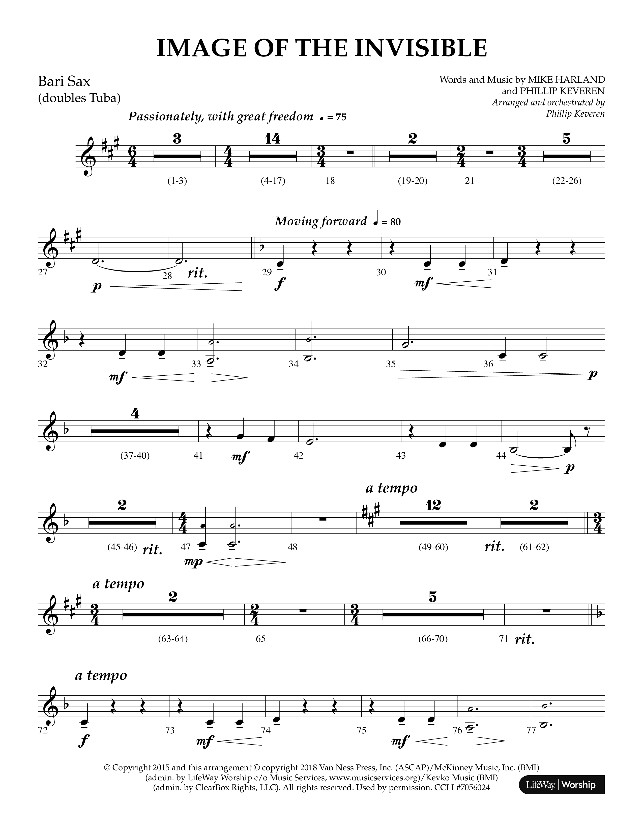 Image Of The Invisible (Choral Anthem SATB) Bari Sax (Lifeway Choral / Arr. Phillip Keveren)