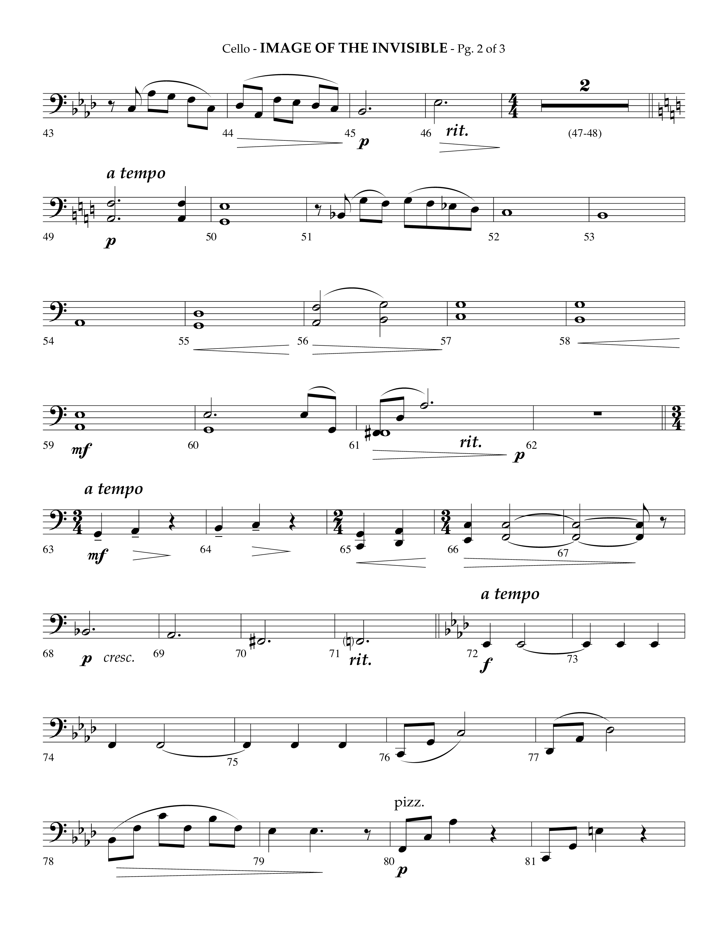 Image Of The Invisible (Choral Anthem SATB) Cello (Lifeway Choral / Arr. Phillip Keveren)