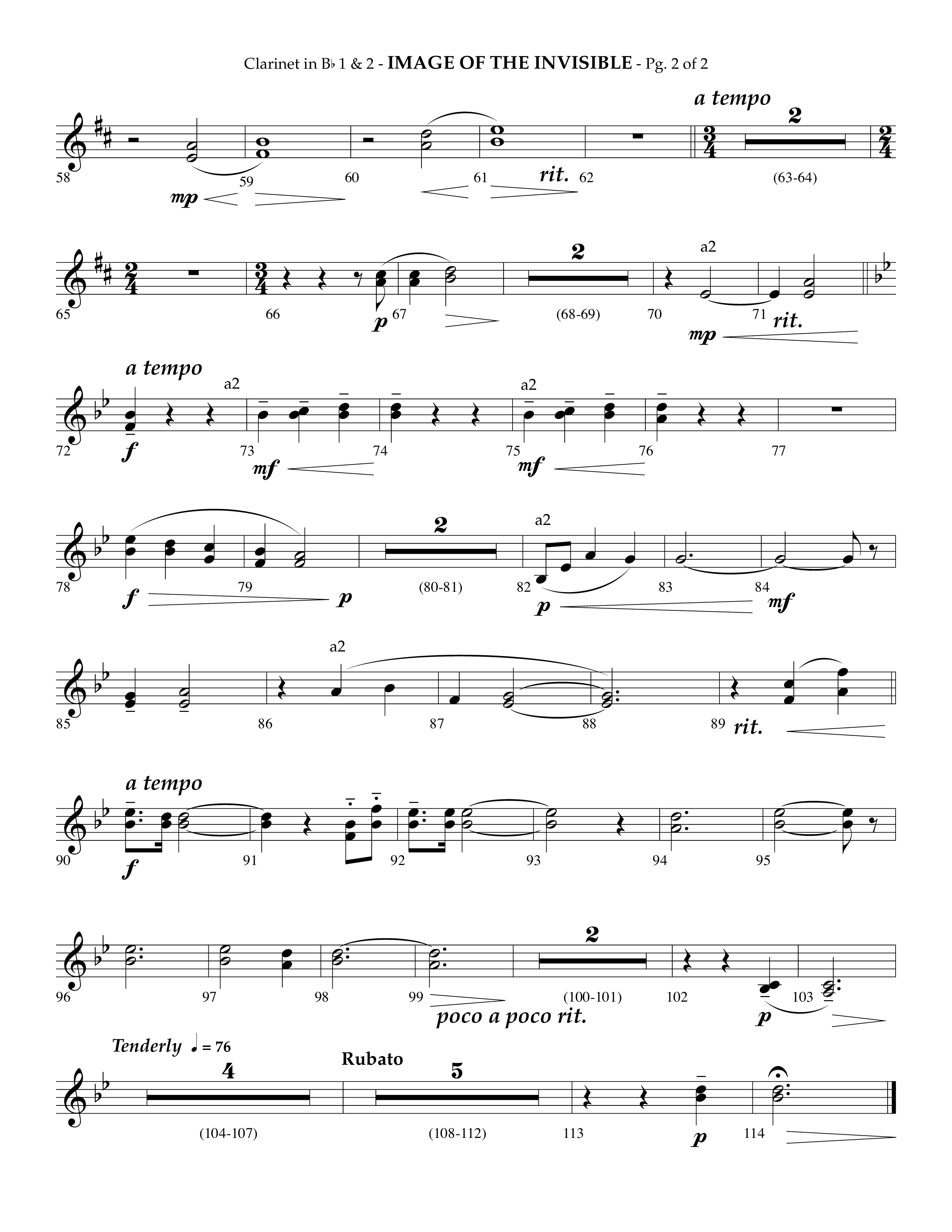 Image Of The Invisible (Choral Anthem SATB) Clarinet 1/2 (Lifeway Choral / Arr. Phillip Keveren)
