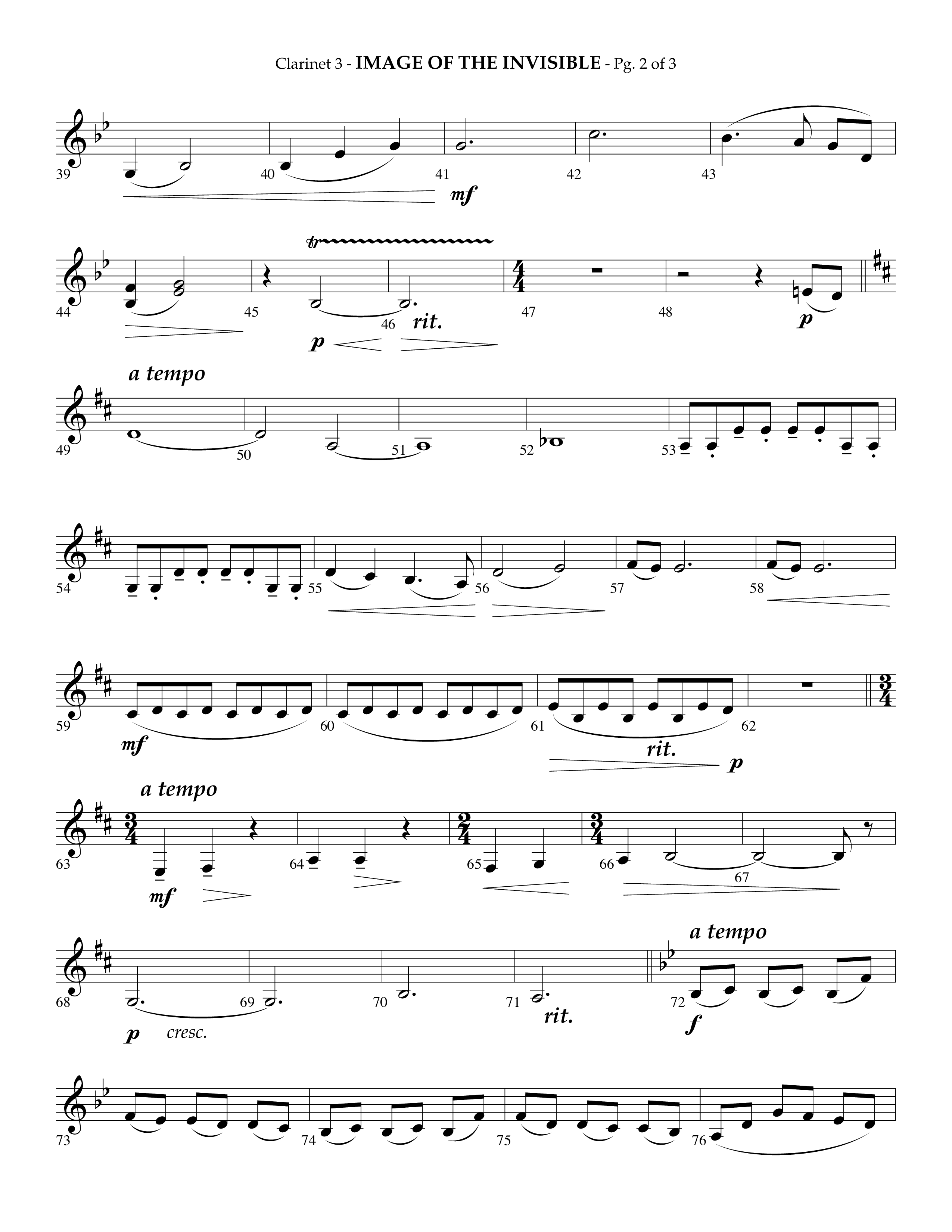 Image Of The Invisible (Choral Anthem SATB) Clarinet 3 (Lifeway Choral / Arr. Phillip Keveren)