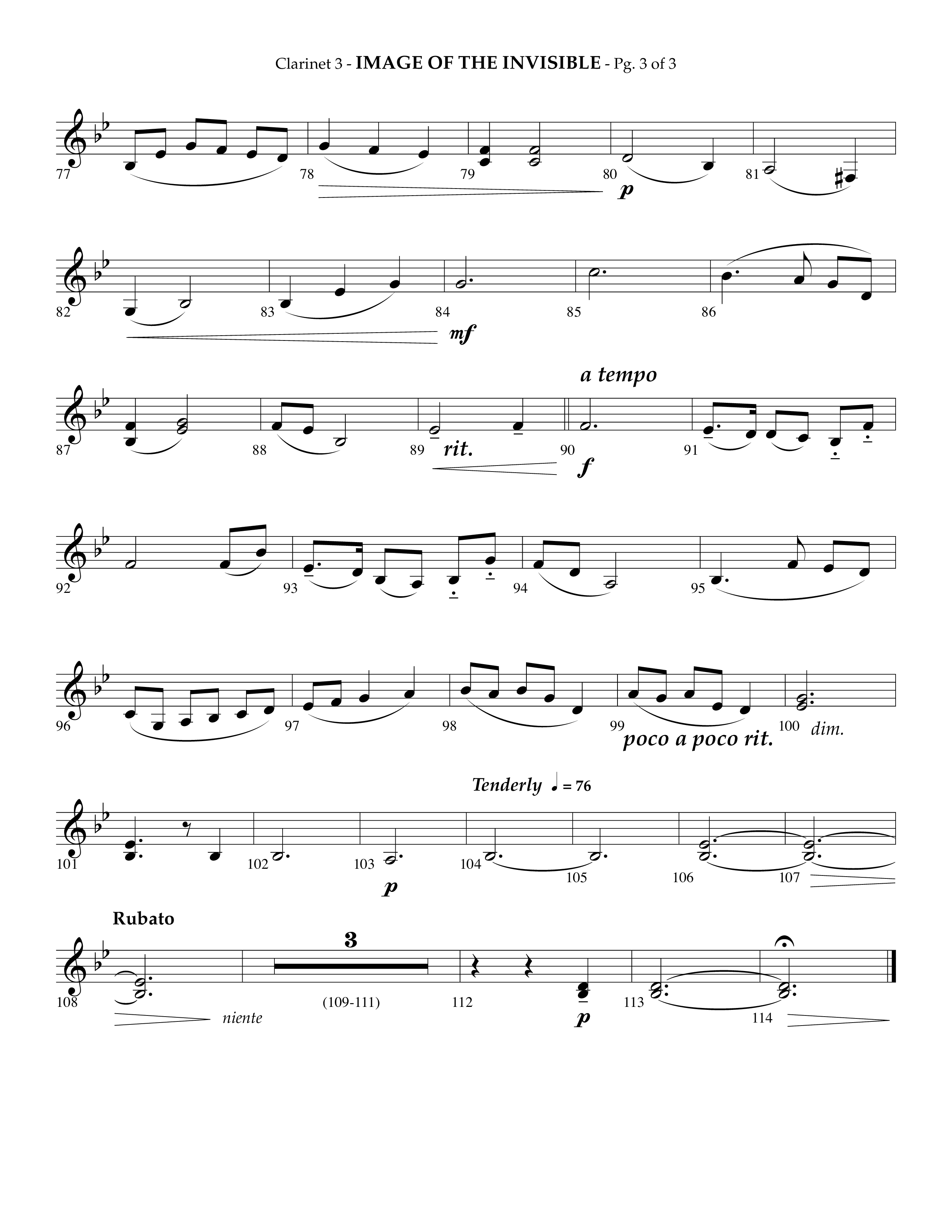 Image Of The Invisible (Choral Anthem SATB) Clarinet 3 (Lifeway Choral / Arr. Phillip Keveren)