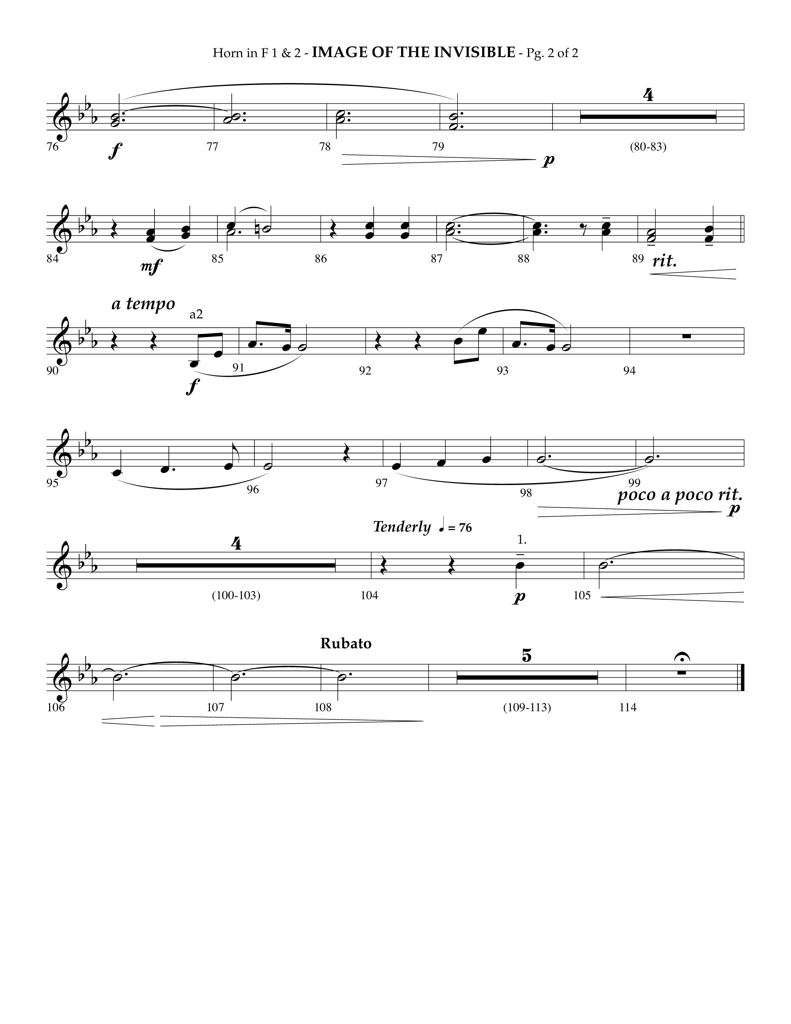 Image Of The Invisible (Choral Anthem SATB) French Horn 1/2 (Lifeway Choral / Arr. Phillip Keveren)