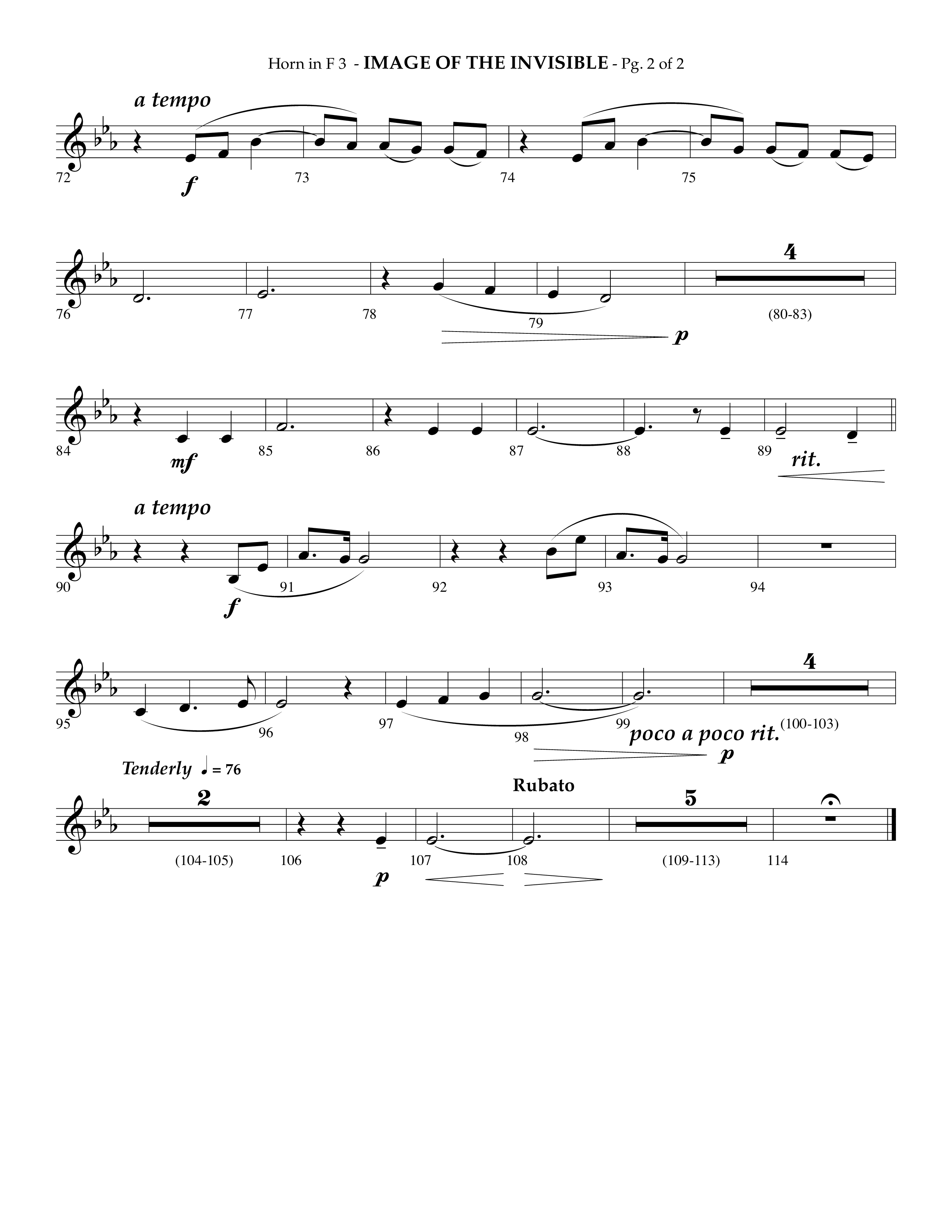 Image Of The Invisible (Choral Anthem SATB) French Horn 3 (Lifeway Choral / Arr. Phillip Keveren)