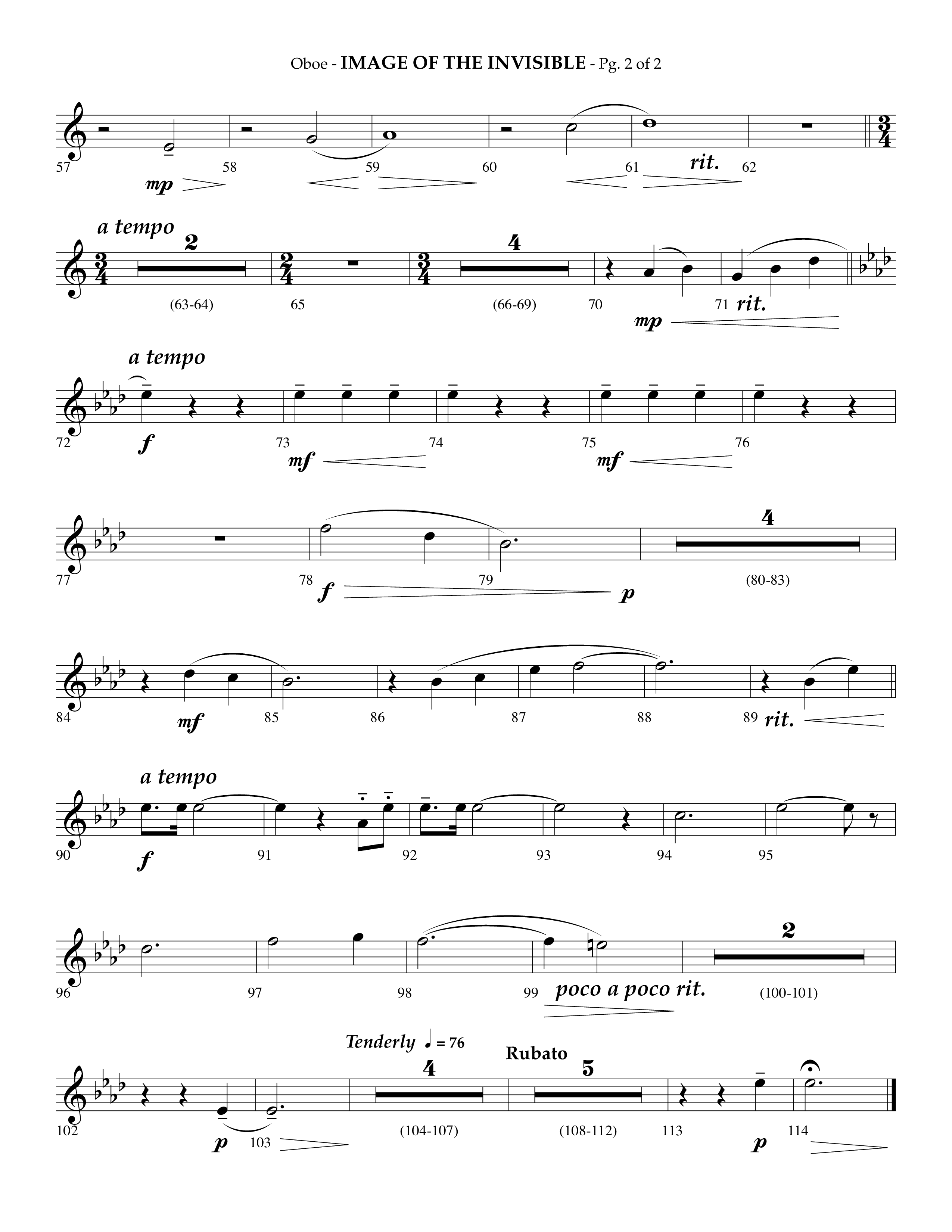 Image Of The Invisible (Choral Anthem SATB) Oboe (Lifeway Choral / Arr. Phillip Keveren)