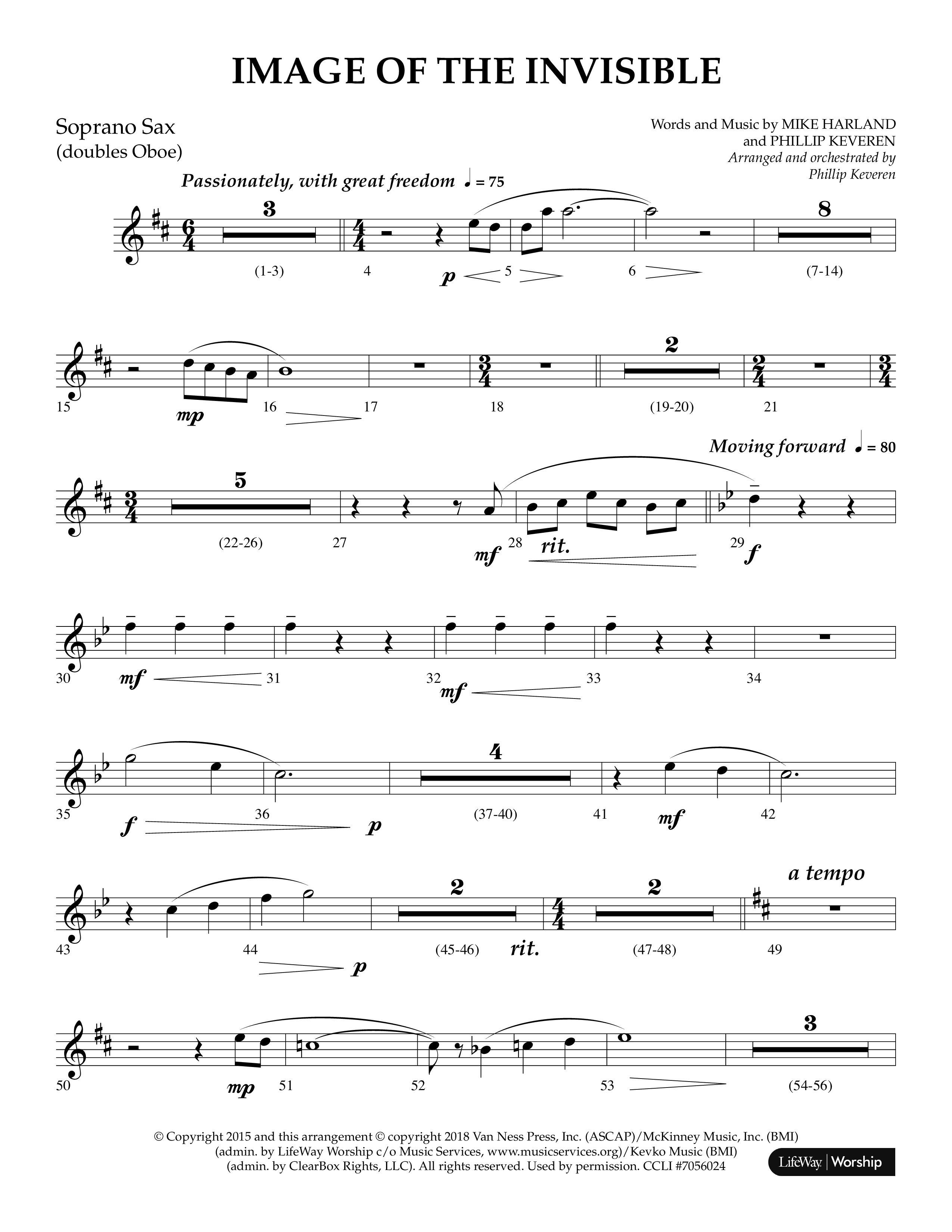 Image Of The Invisible (Choral Anthem SATB) Soprano Sax (Lifeway Choral / Arr. Phillip Keveren)