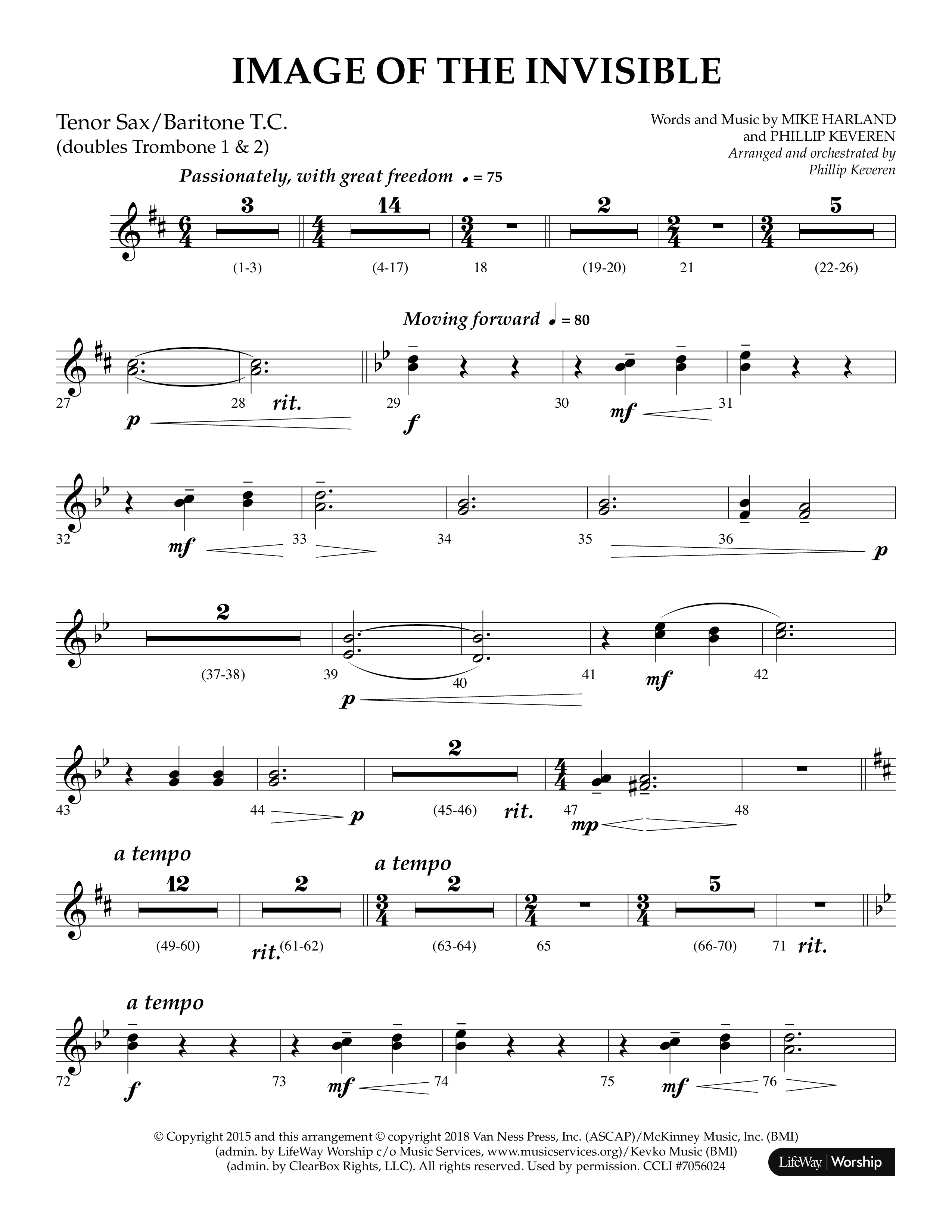 Image Of The Invisible (Choral Anthem SATB) Tenor Sax/Baritone T.C. (Lifeway Choral / Arr. Phillip Keveren)
