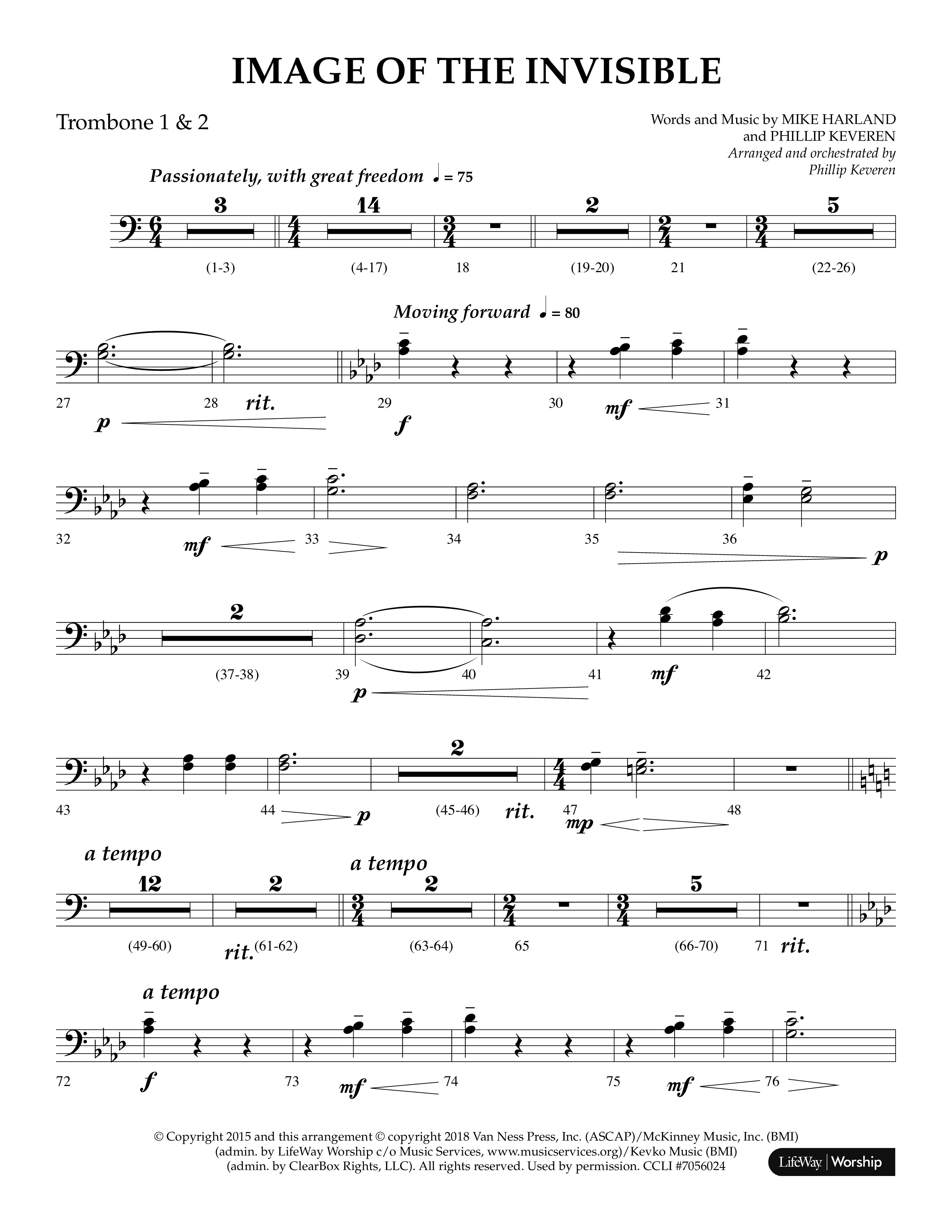 Image Of The Invisible (Choral Anthem SATB) Trombone 1/2 (Lifeway Choral / Arr. Phillip Keveren)
