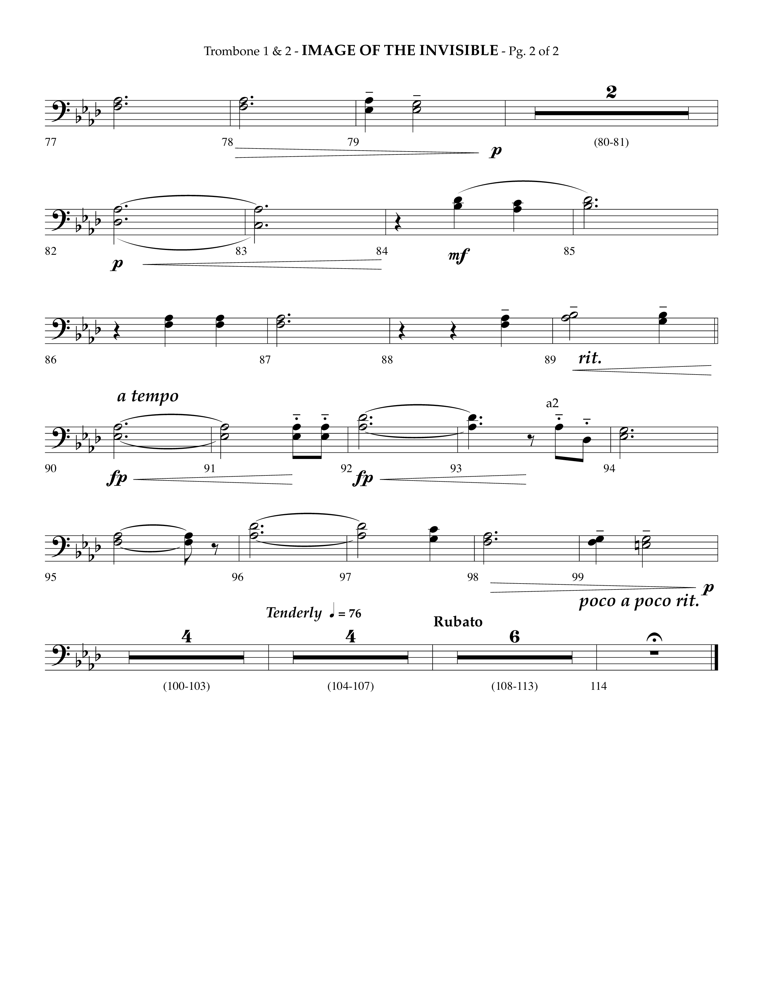 Image Of The Invisible (Choral Anthem SATB) Trombone 1/2 (Lifeway Choral / Arr. Phillip Keveren)