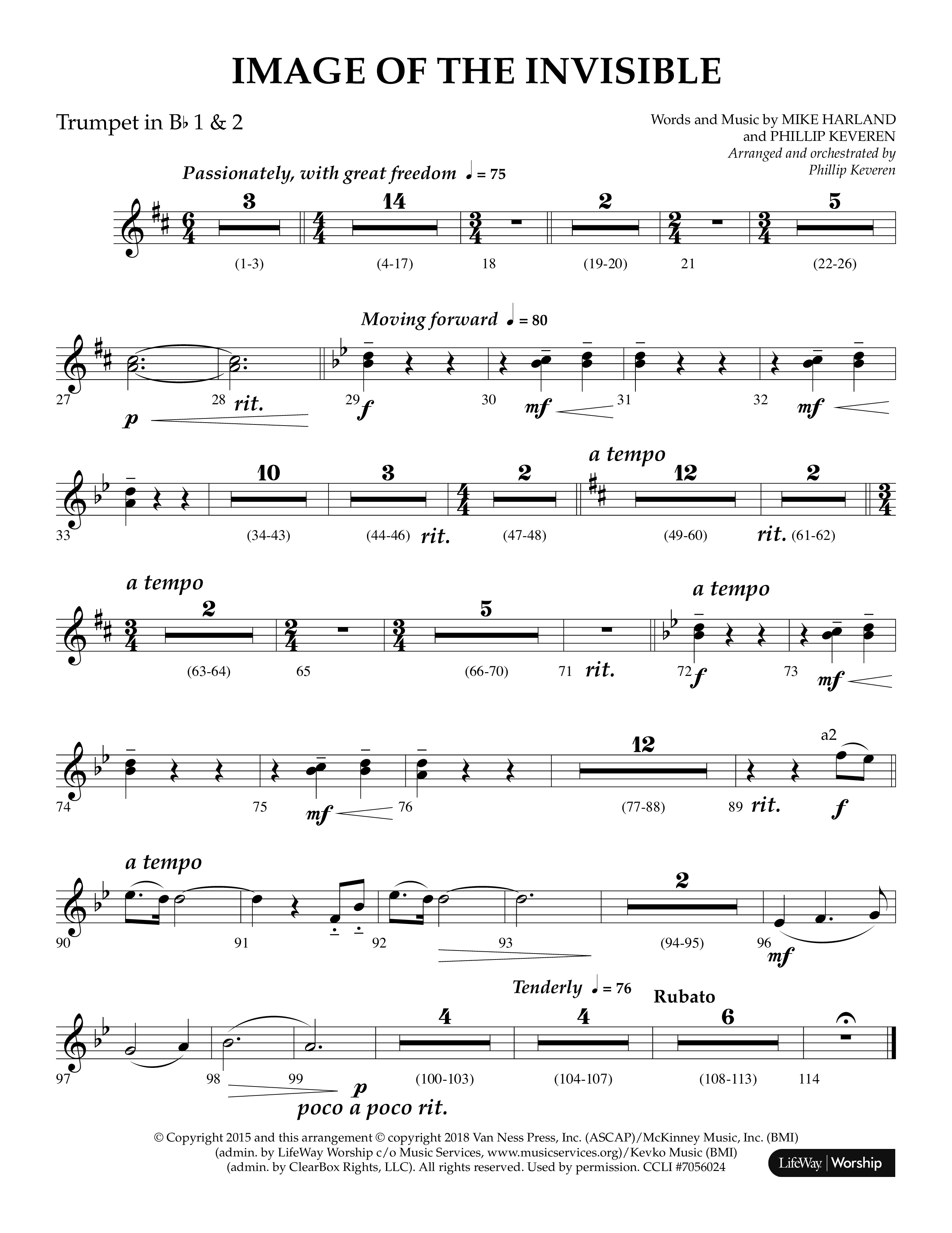 Image Of The Invisible (Choral Anthem SATB) Trumpet 1,2 (Lifeway Choral / Arr. Phillip Keveren)