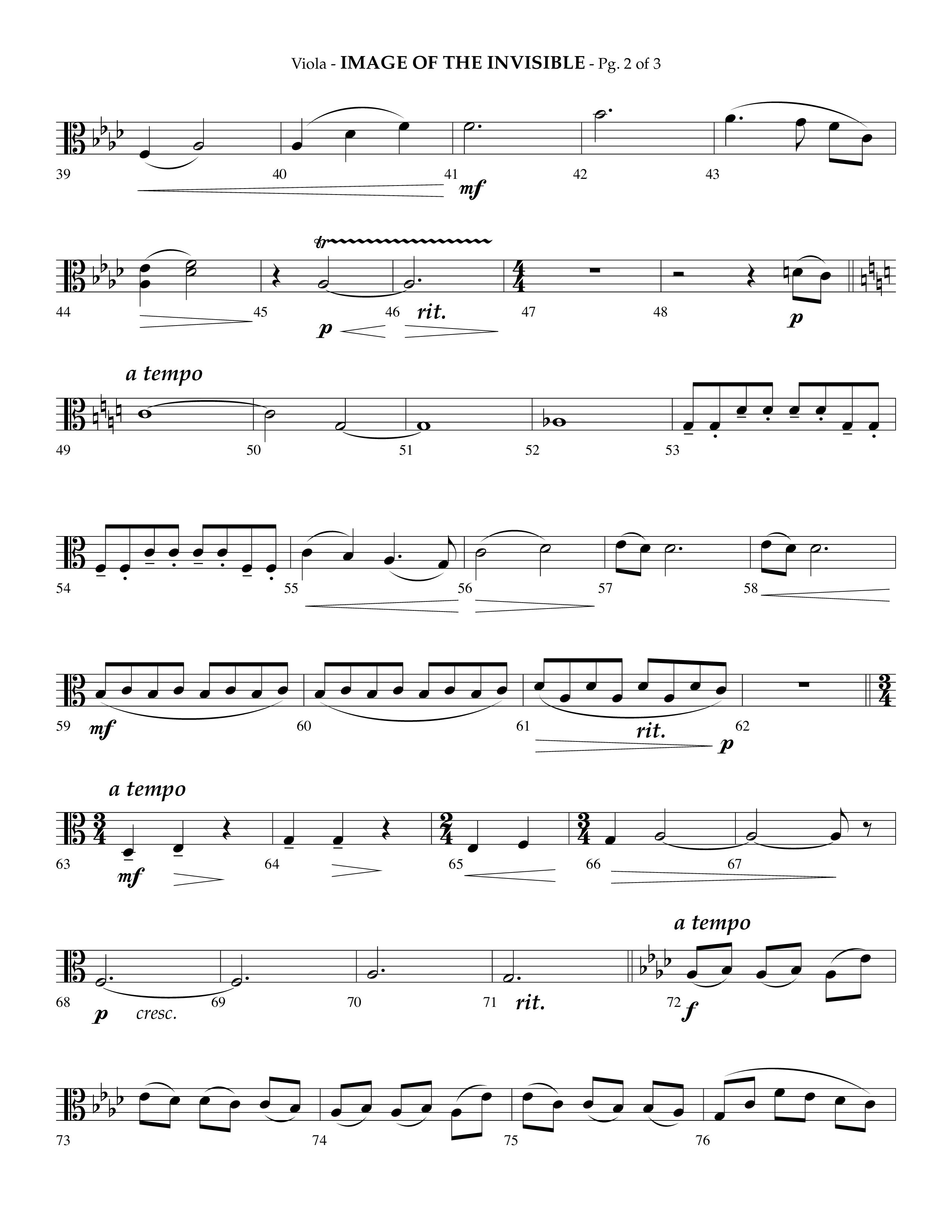 Image Of The Invisible (Choral Anthem SATB) Viola (Lifeway Choral / Arr. Phillip Keveren)