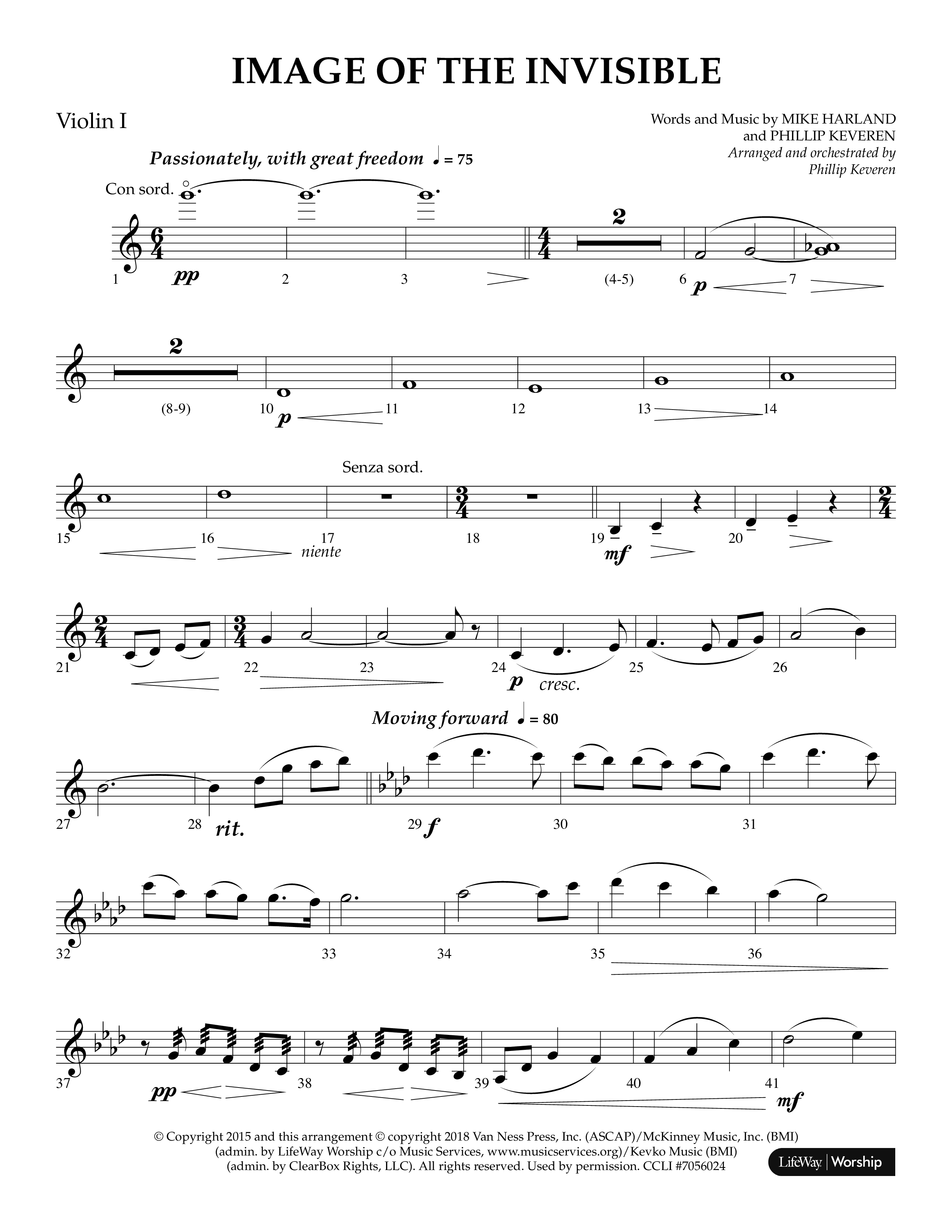 Image Of The Invisible (Choral Anthem SATB) Violin 1 (Lifeway Choral / Arr. Phillip Keveren)