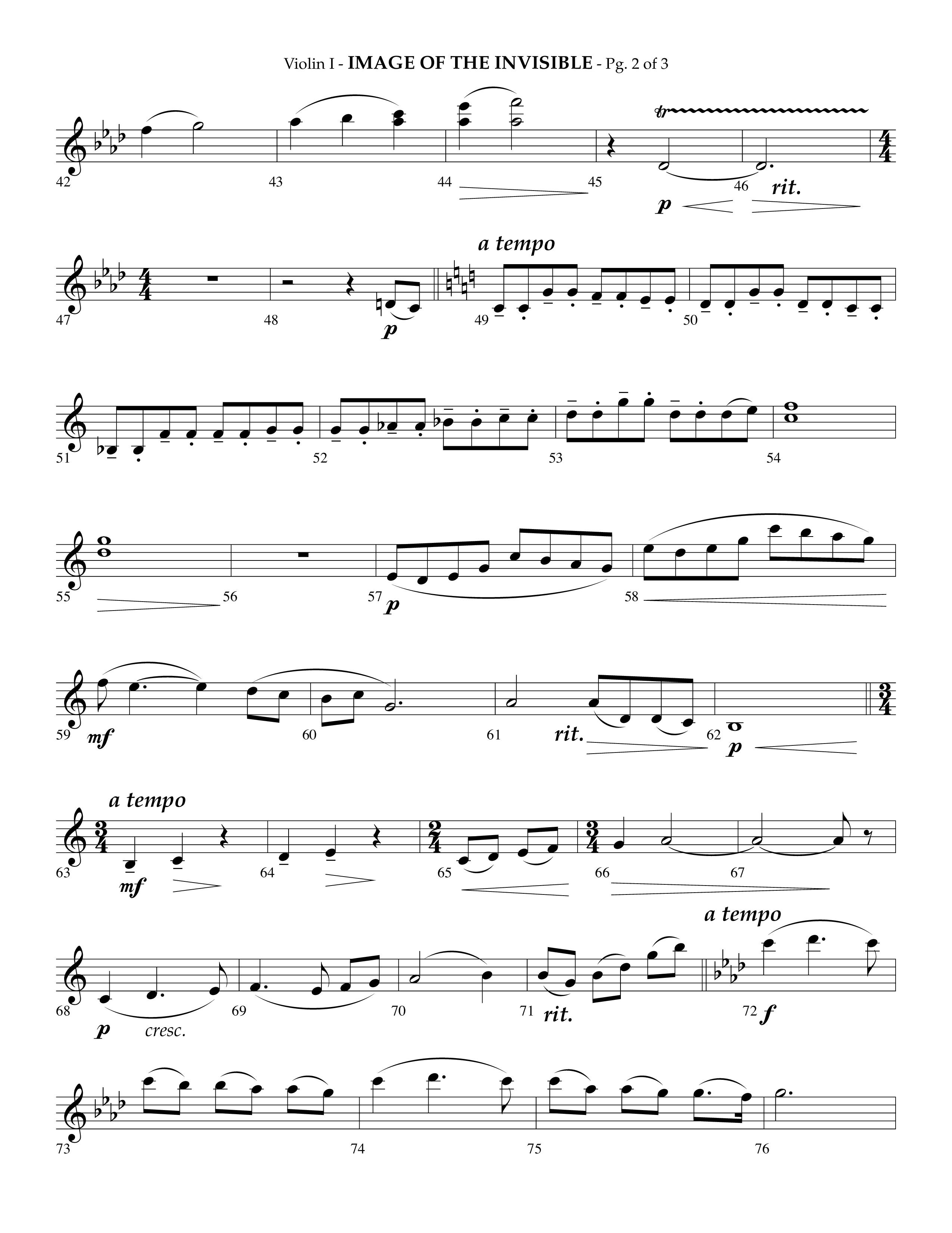 Image Of The Invisible (Choral Anthem SATB) Violin 1 (Lifeway Choral / Arr. Phillip Keveren)