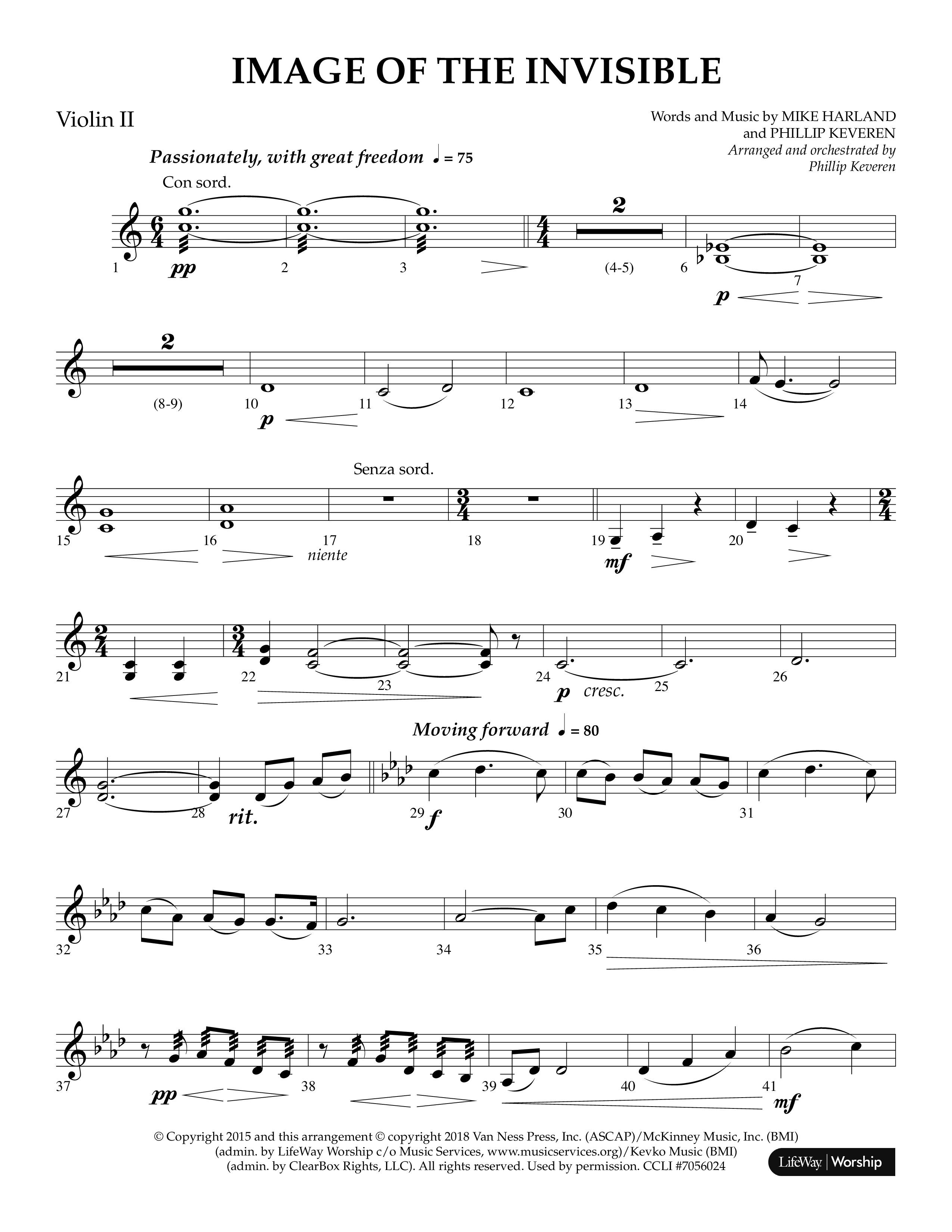 Image Of The Invisible (Choral Anthem SATB) Violin 2 (Lifeway Choral / Arr. Phillip Keveren)