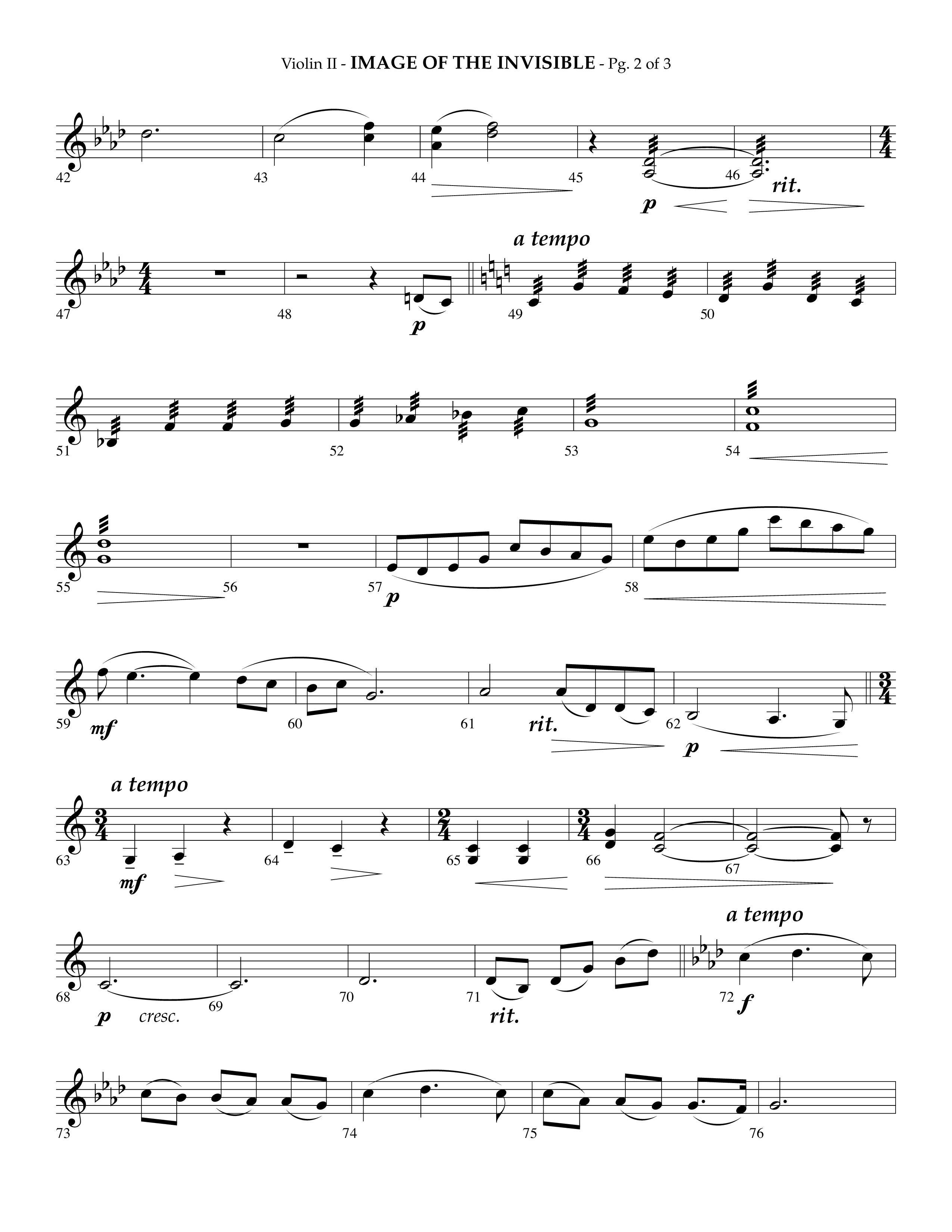 Image Of The Invisible (Choral Anthem SATB) Violin 2 (Lifeway Choral / Arr. Phillip Keveren)