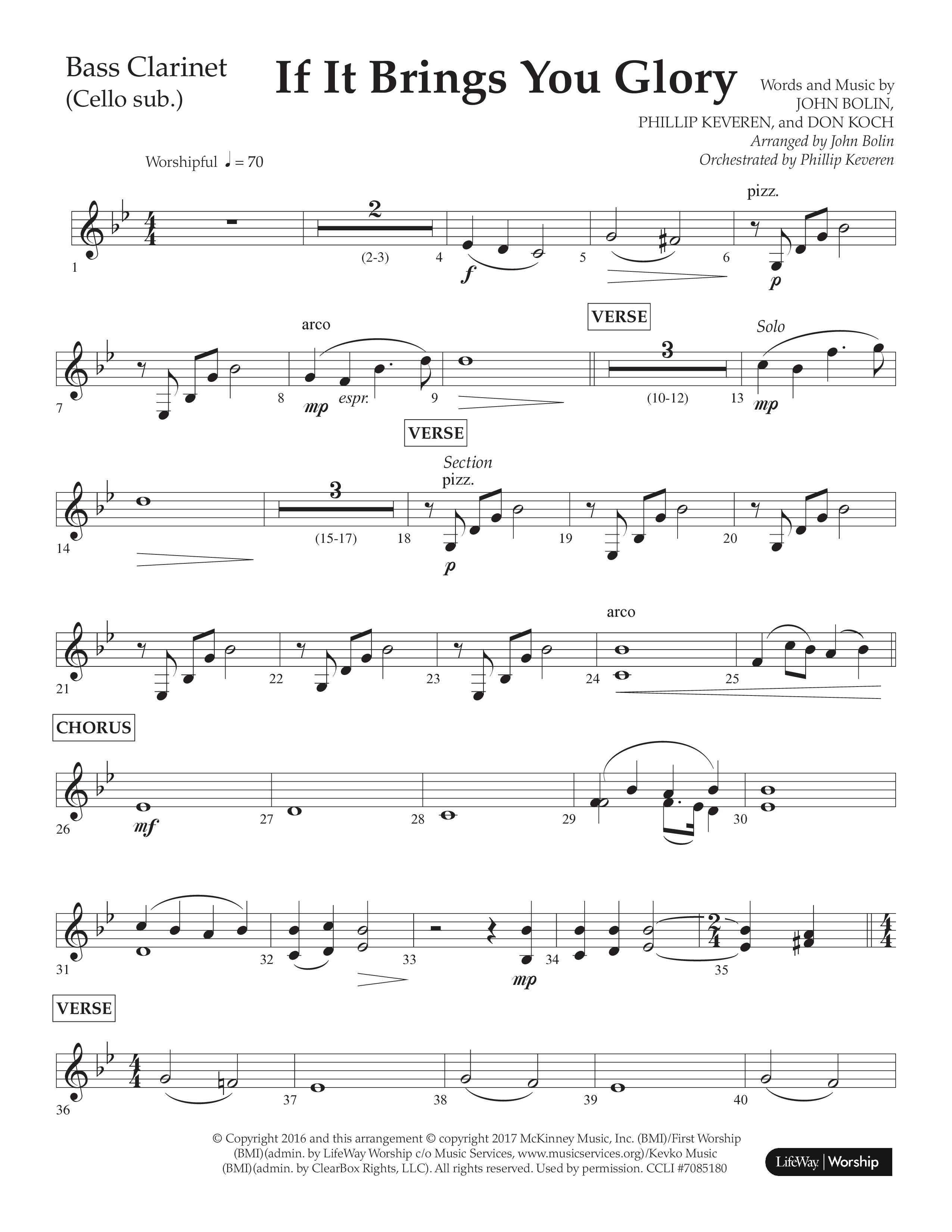 If It Brings You Glory (Choral Anthem SATB) Bass Clarinet (Lifeway Choral / Arr. John Bolin / Orch. Phillip Keveren)