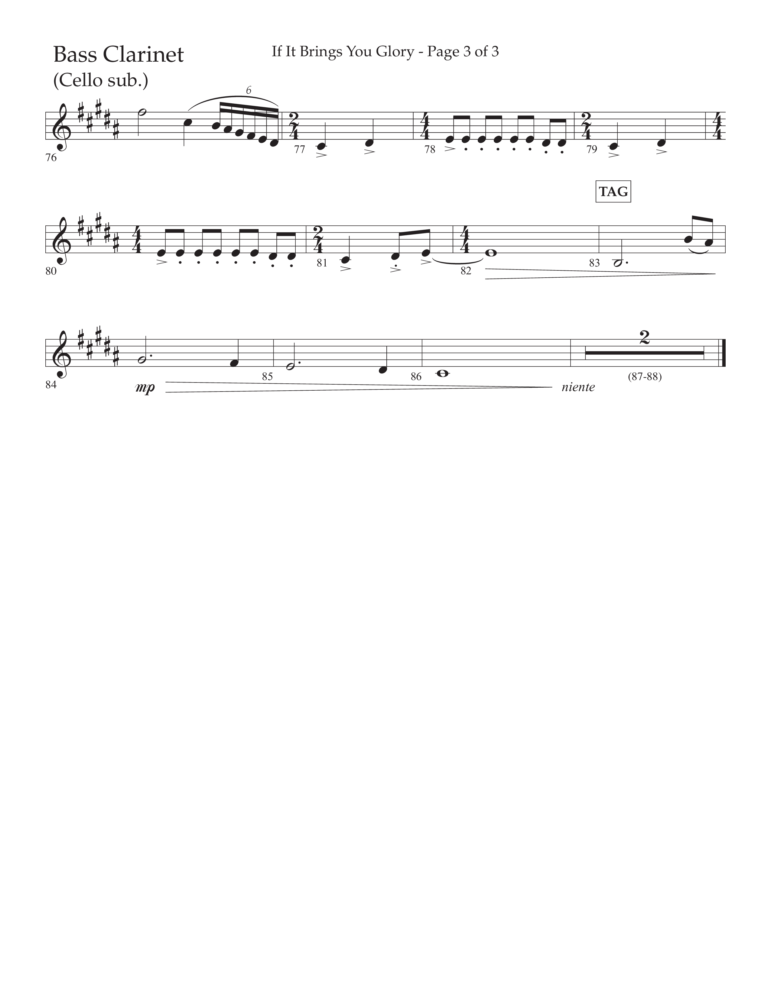 If It Brings You Glory (Choral Anthem SATB) Bass Clarinet (Lifeway Choral / Arr. John Bolin / Orch. Phillip Keveren)