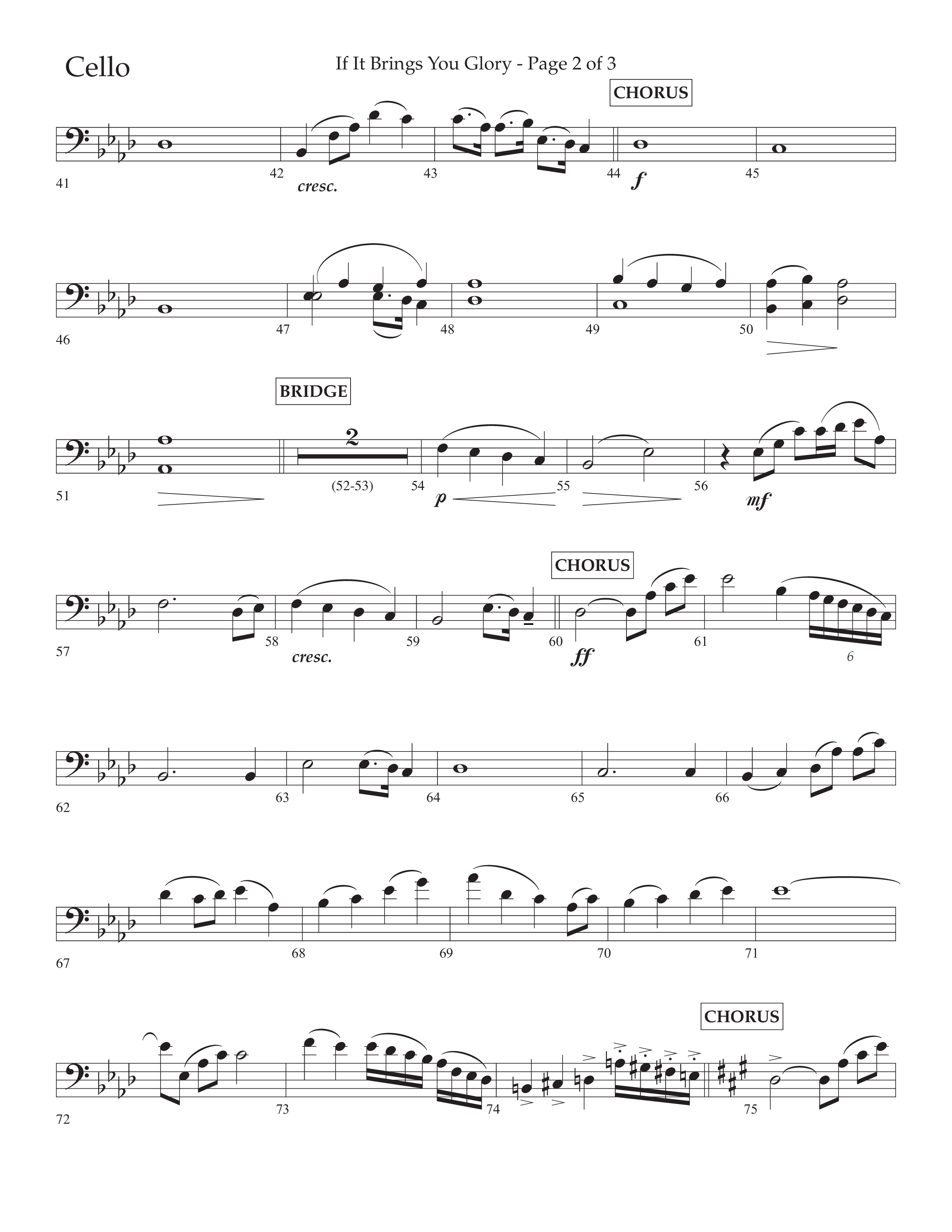 If It Brings You Glory (Choral Anthem SATB) Cello (Lifeway Choral / Arr. John Bolin / Orch. Phillip Keveren)