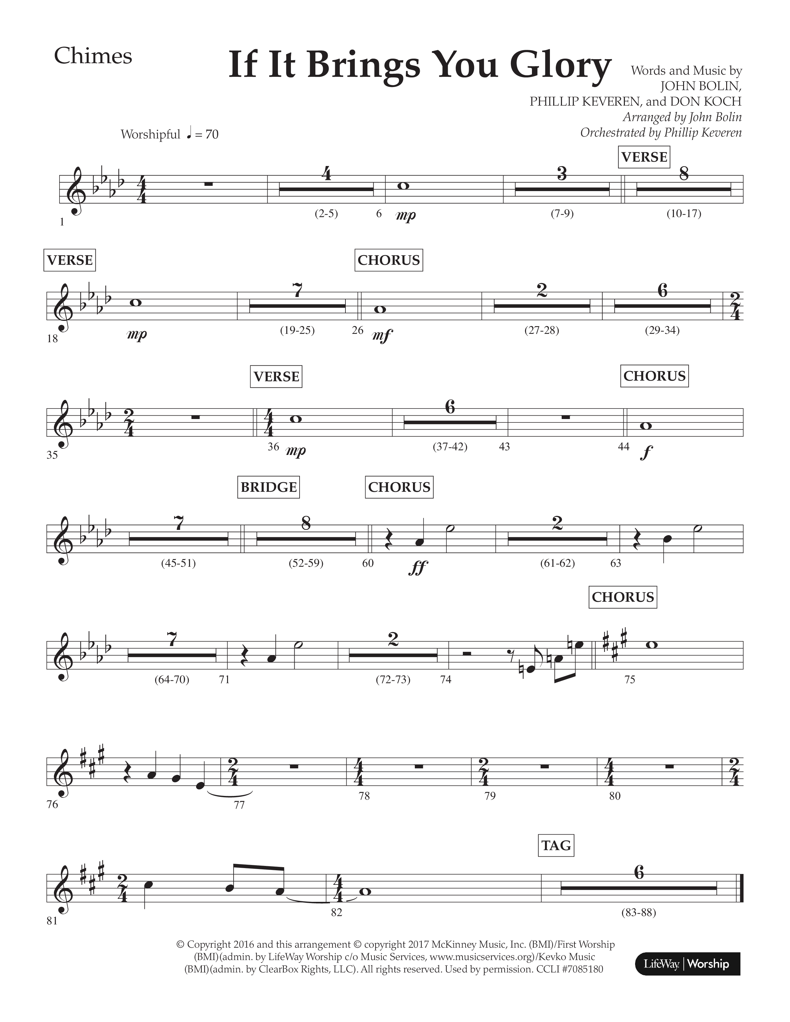 If It Brings You Glory (Choral Anthem SATB) Chimes (Lifeway Choral / Arr. John Bolin / Orch. Phillip Keveren)