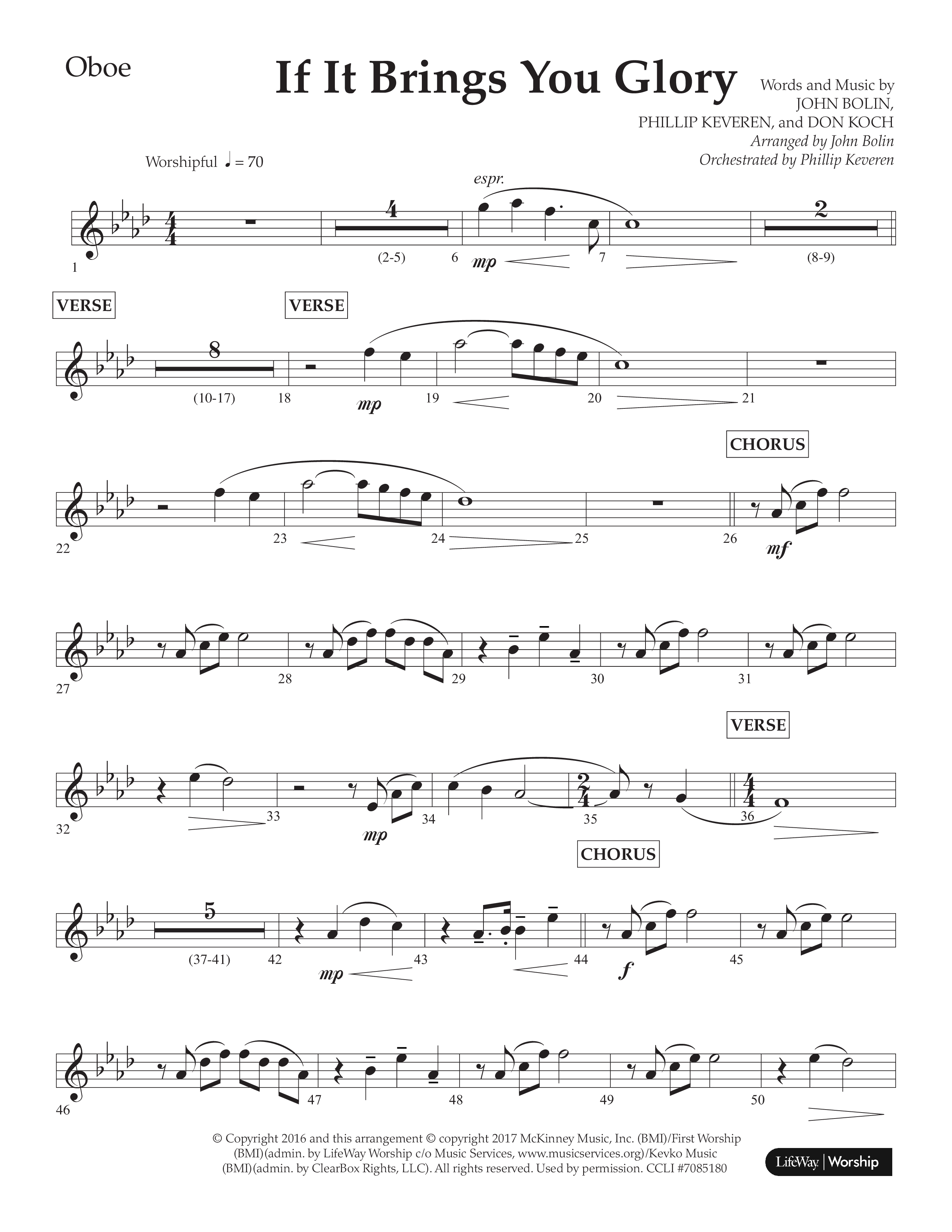 If It Brings You Glory (Choral Anthem SATB) Oboe (Lifeway Choral / Arr. John Bolin / Orch. Phillip Keveren)