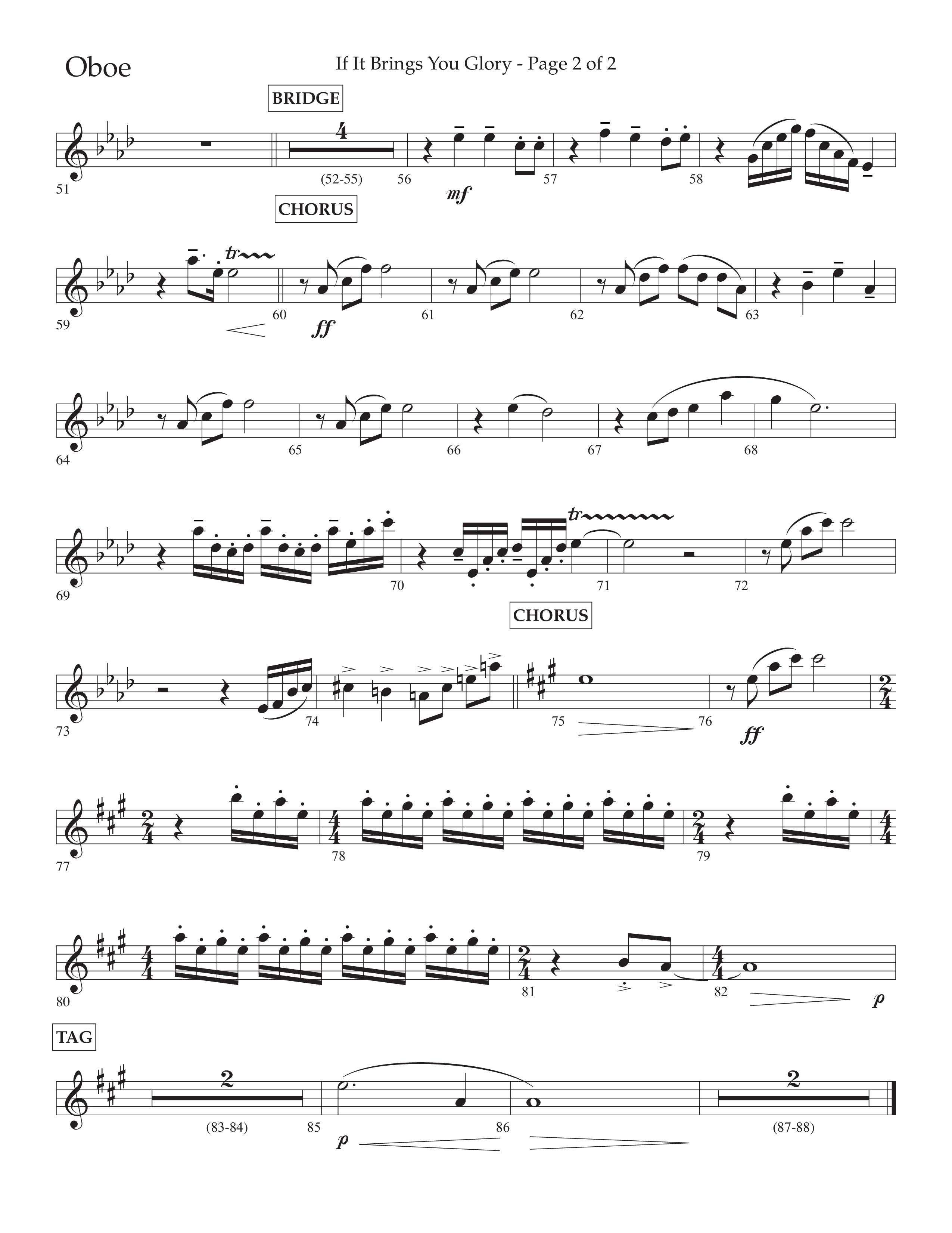 If It Brings You Glory (Choral Anthem SATB) Oboe (Lifeway Choral / Arr. John Bolin / Orch. Phillip Keveren)