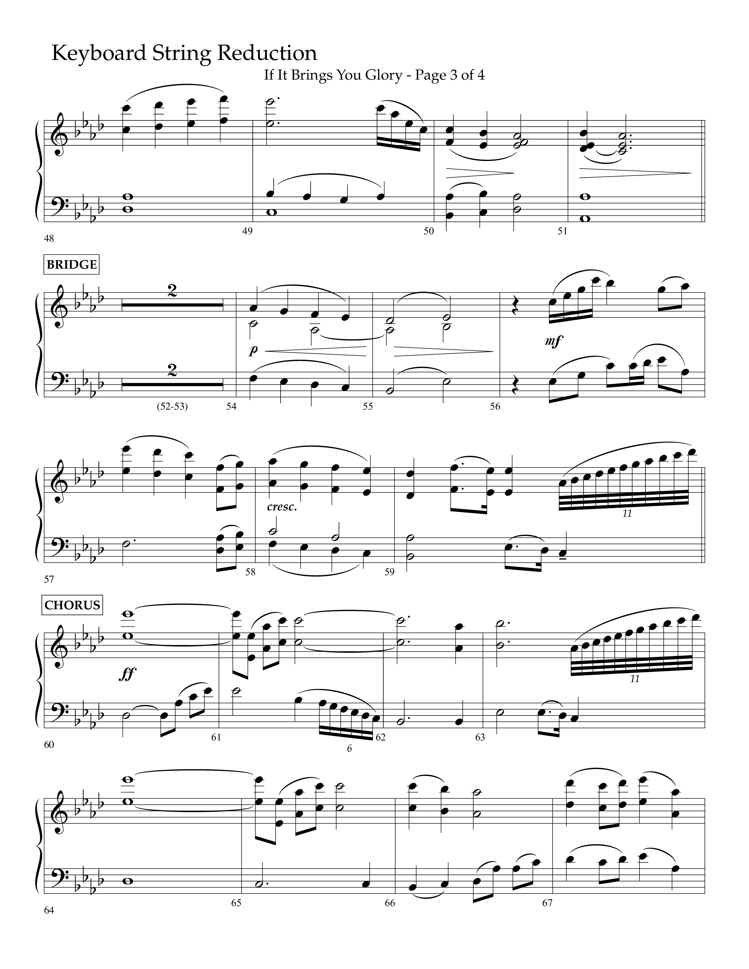 If It Brings You Glory (Choral Anthem SATB) String Reduction (Lifeway Choral / Arr. John Bolin / Orch. Phillip Keveren)