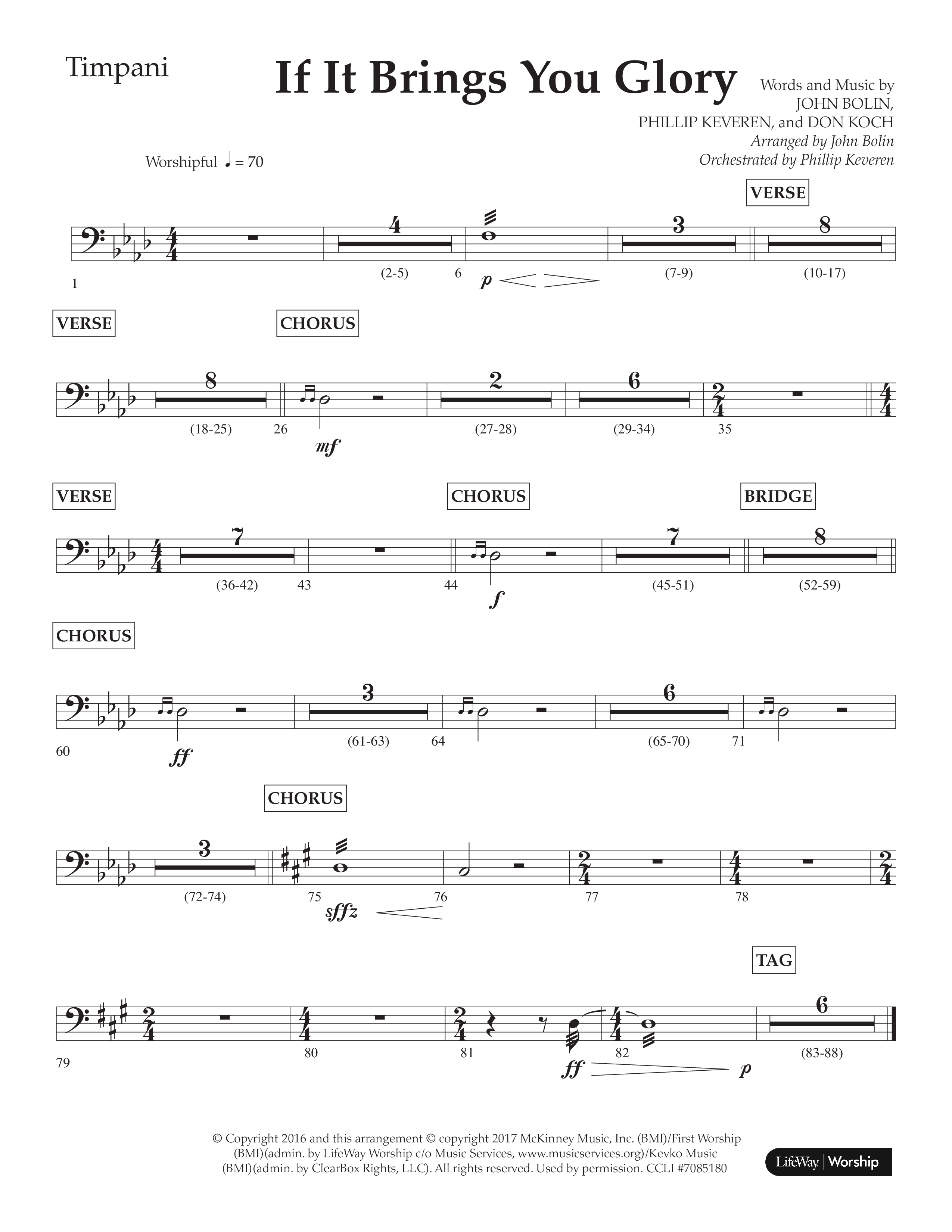 If It Brings You Glory (Choral Anthem SATB) Timpani (Lifeway Choral / Arr. John Bolin / Orch. Phillip Keveren)