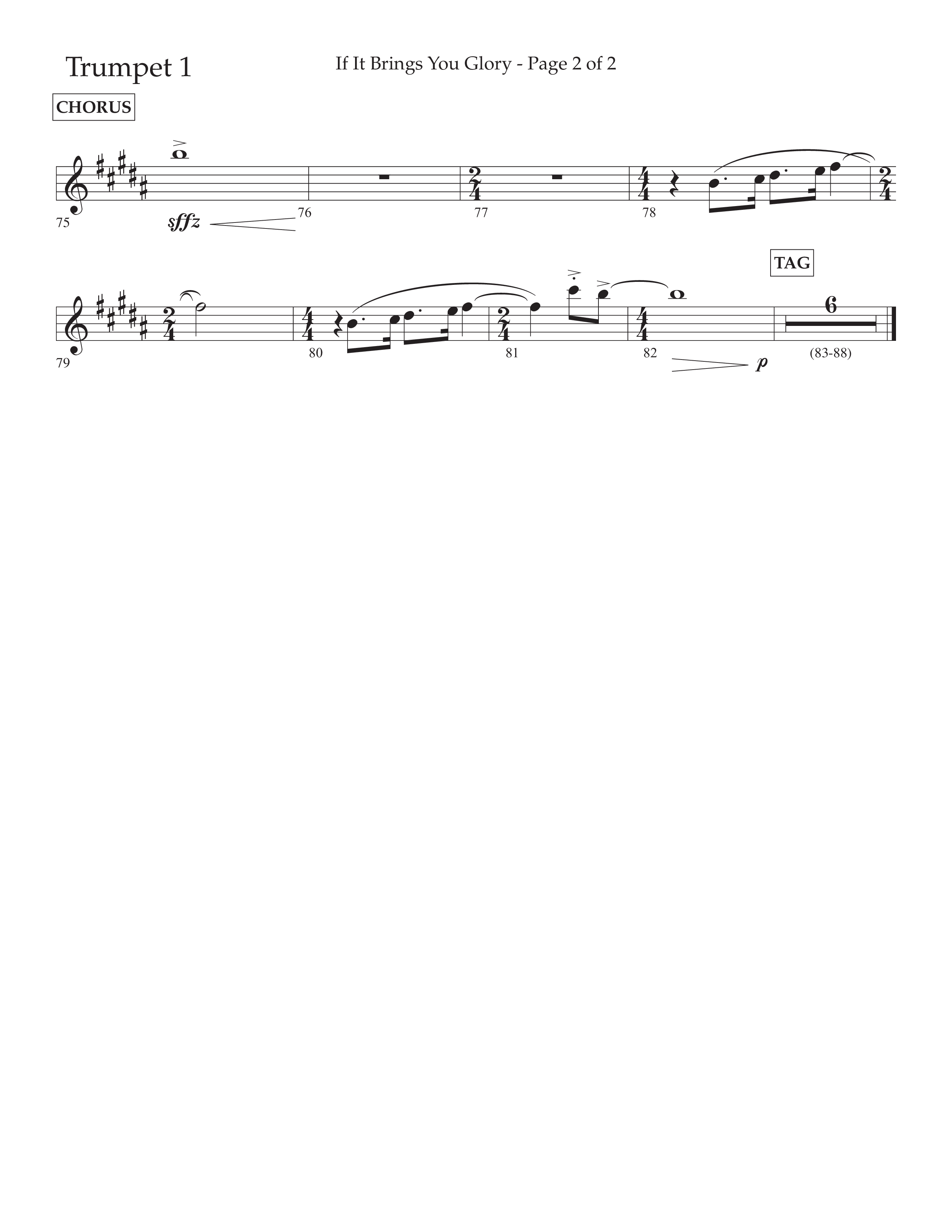 If It Brings You Glory (Choral Anthem SATB) Trumpet 1 (Lifeway Choral / Arr. John Bolin / Orch. Phillip Keveren)