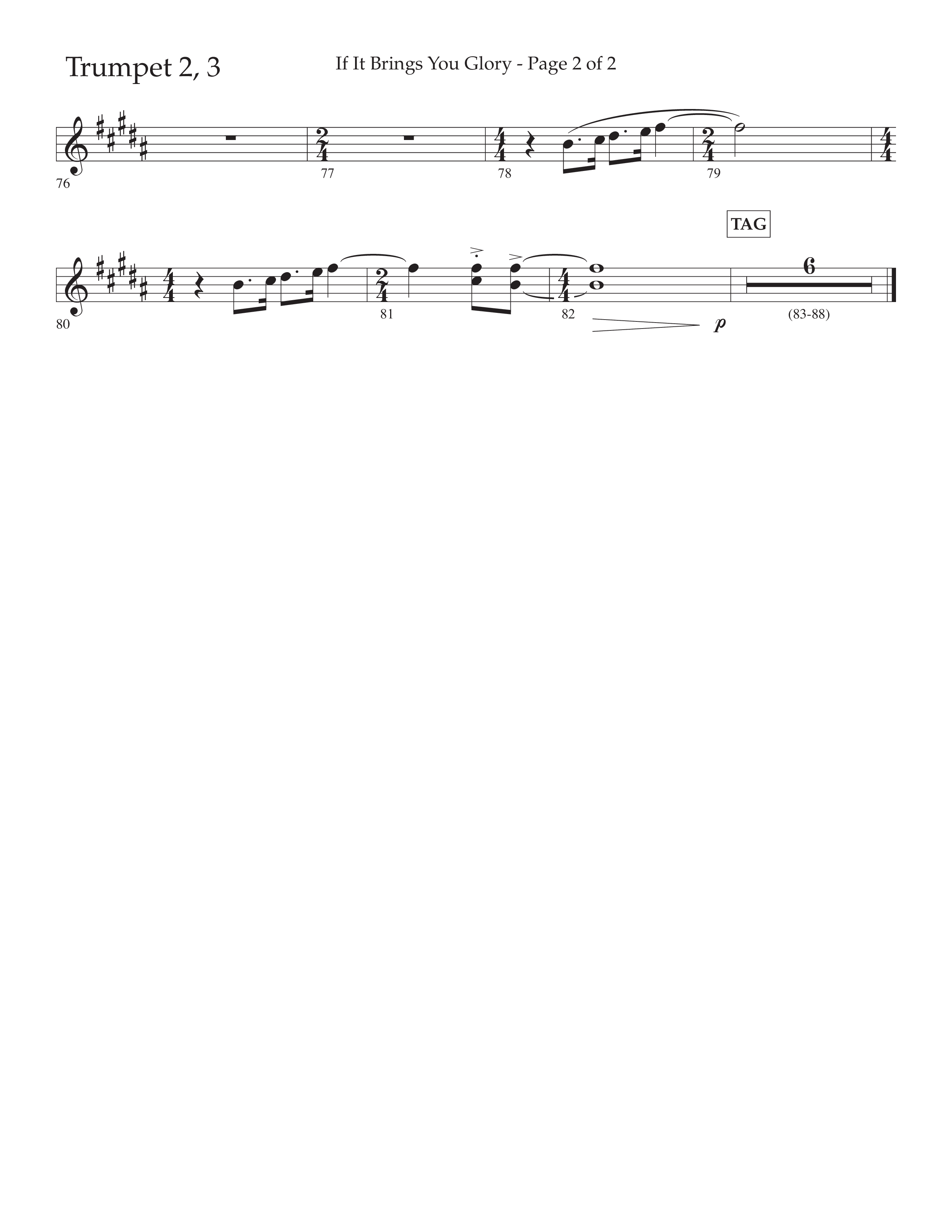 If It Brings You Glory (Choral Anthem SATB) Trumpet 2/3 (Lifeway Choral / Arr. John Bolin / Orch. Phillip Keveren)