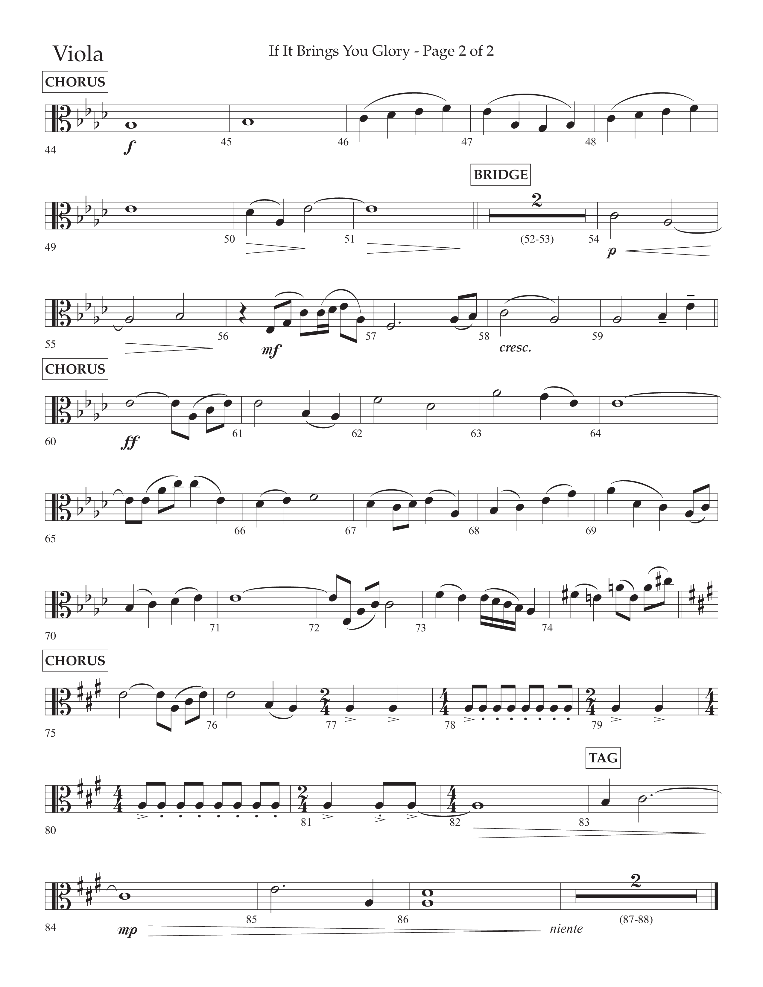 If It Brings You Glory (Choral Anthem SATB) Viola (Lifeway Choral / Arr. John Bolin / Orch. Phillip Keveren)