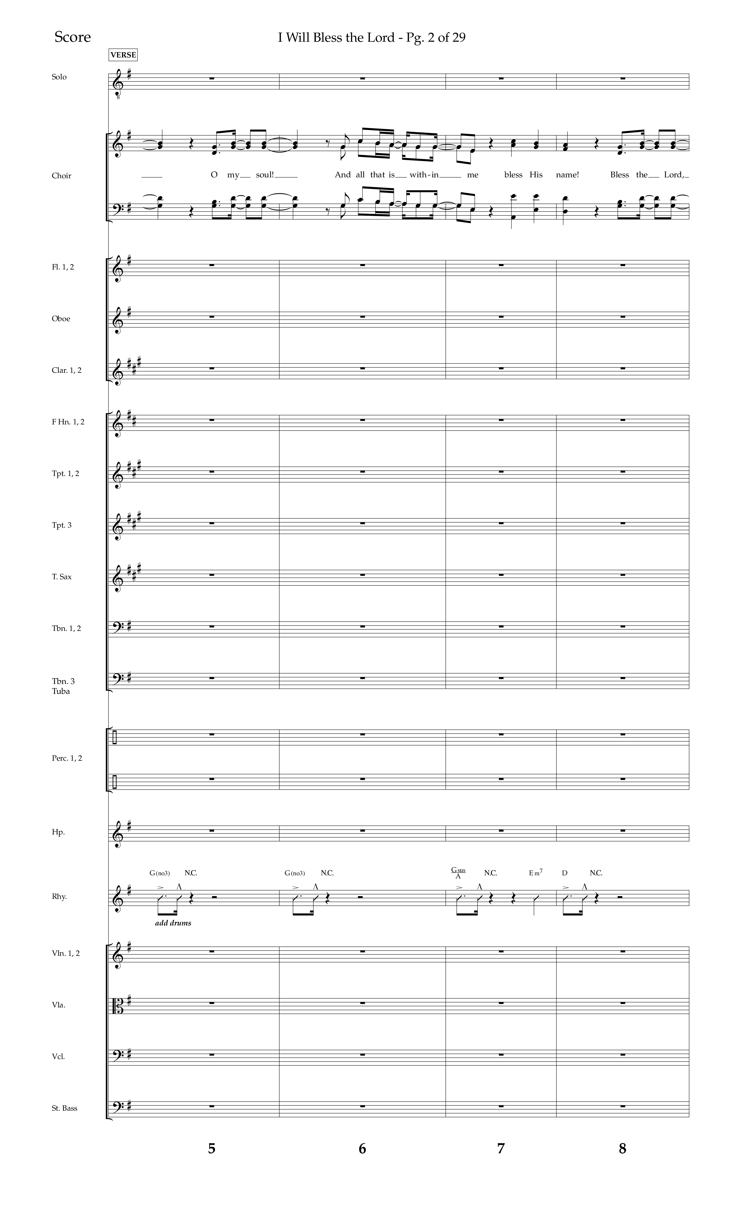 I Will Bless The Lord (Choral Anthem SATB) Conductor's Score (Lifeway Worship / Arr. Cliff Duren)