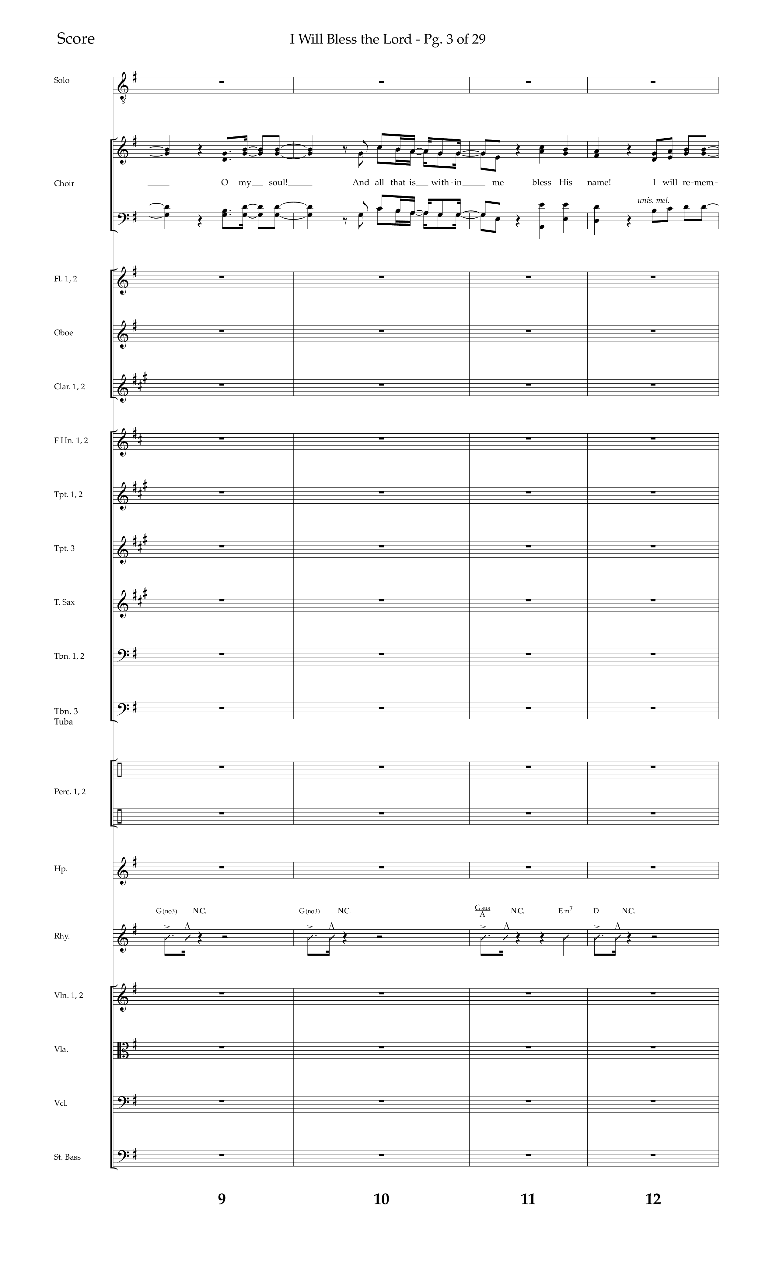 I Will Bless The Lord (Choral Anthem SATB) Conductor's Score (Lifeway Worship / Arr. Cliff Duren)