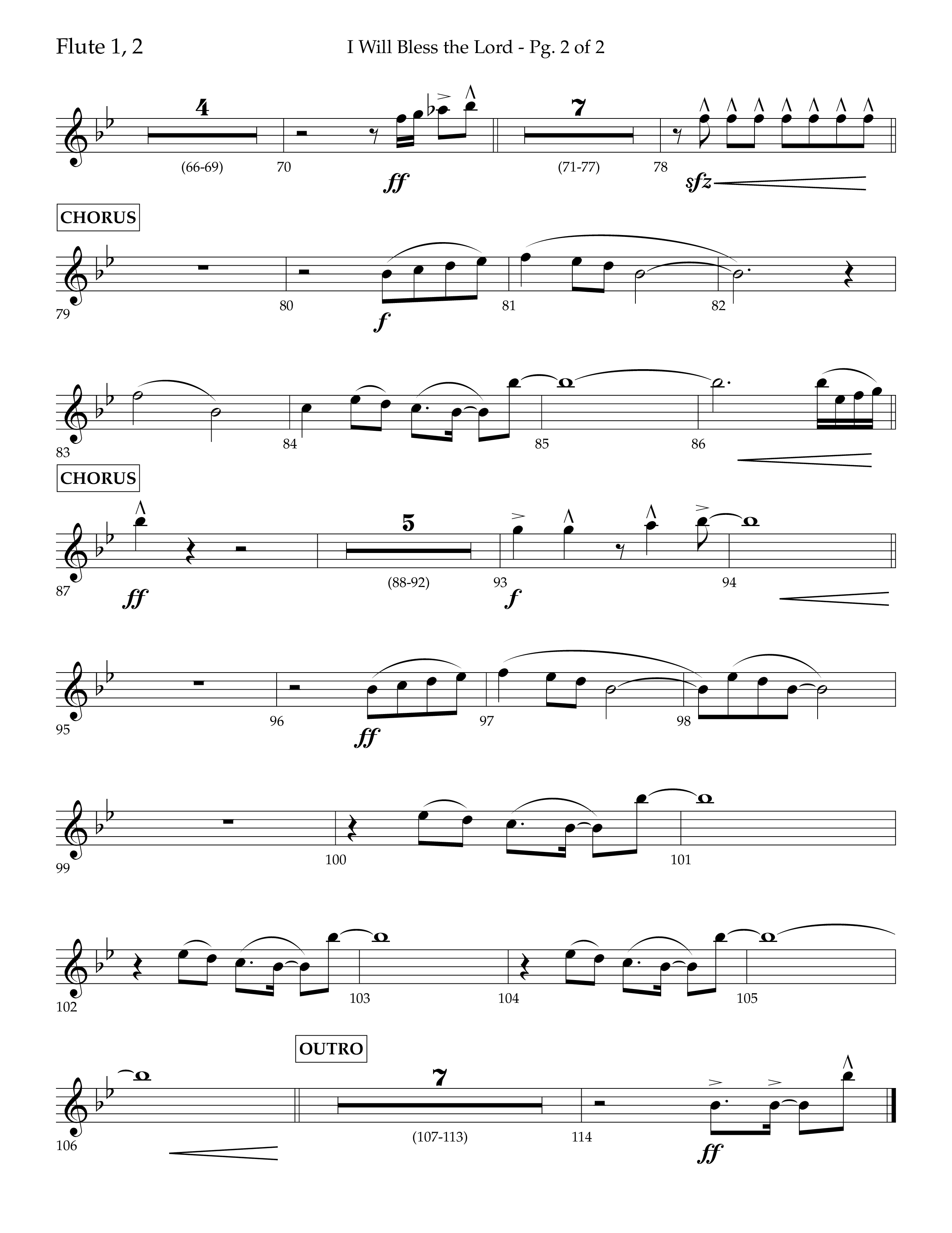 I Will Bless The Lord (Choral Anthem SATB) Flute 1/2 (Lifeway Worship / Arr. Cliff Duren)