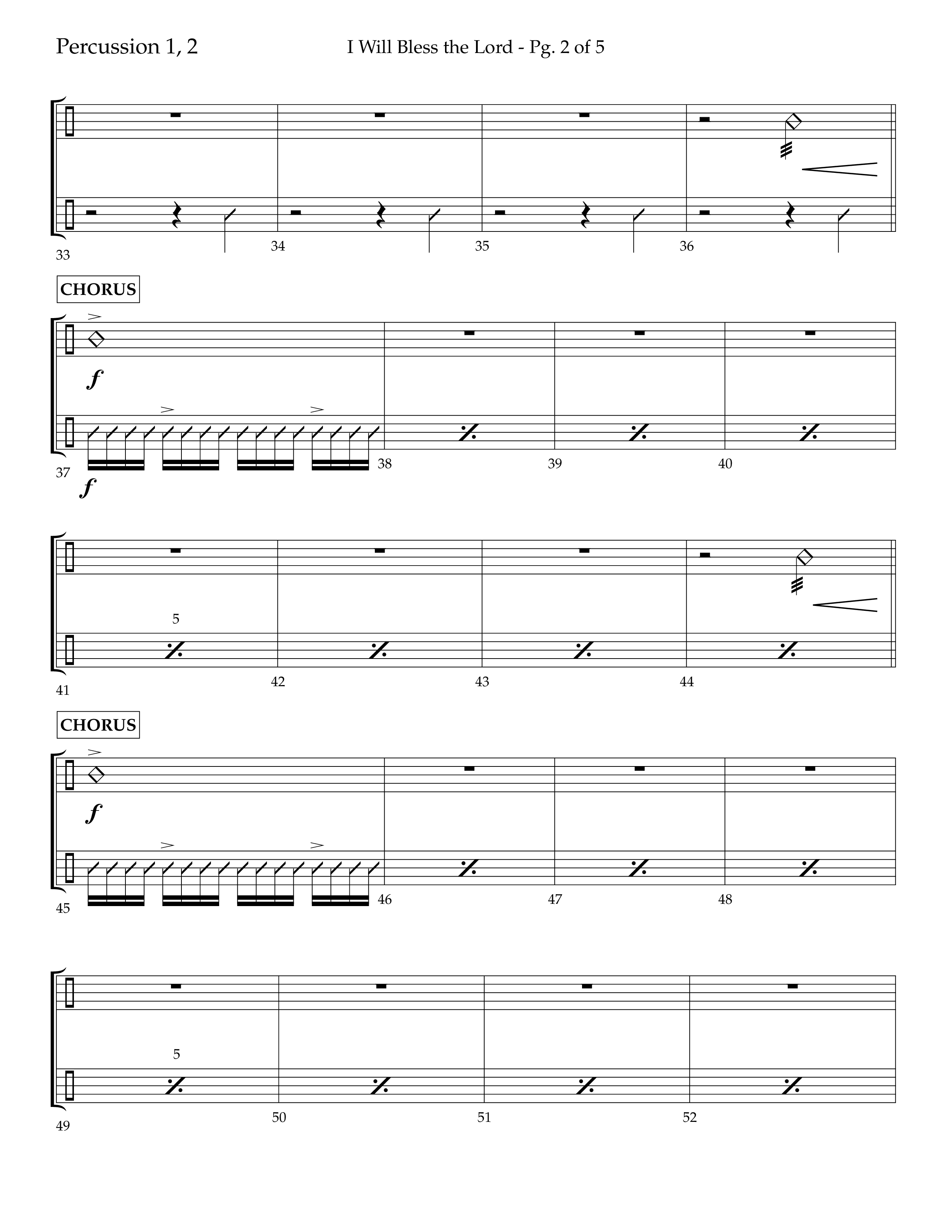 I Will Bless The Lord (Choral Anthem SATB) Percussion 1/2 (Lifeway Worship / Arr. Cliff Duren)