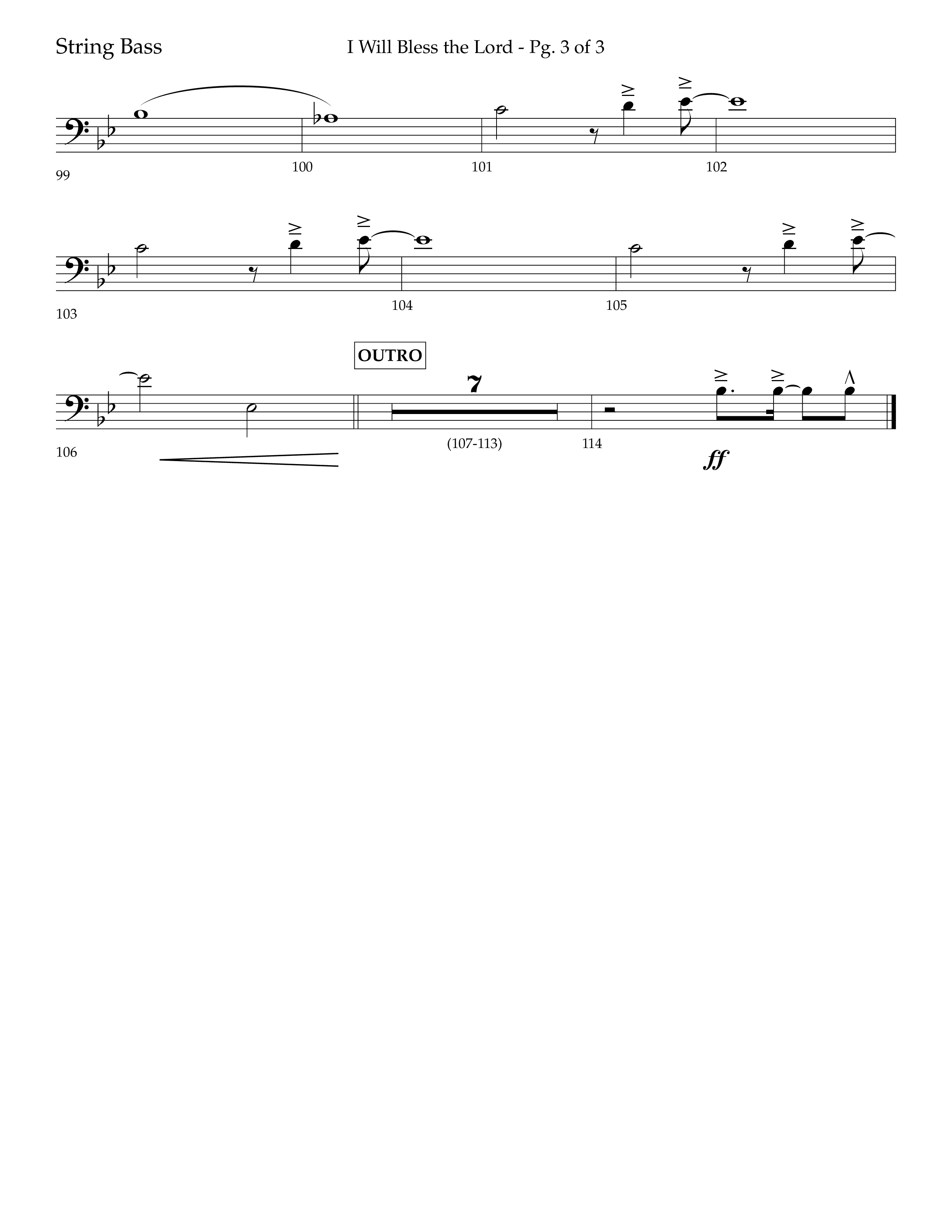 I Will Bless The Lord (Choral Anthem SATB) String Bass (Lifeway Worship / Arr. Cliff Duren)