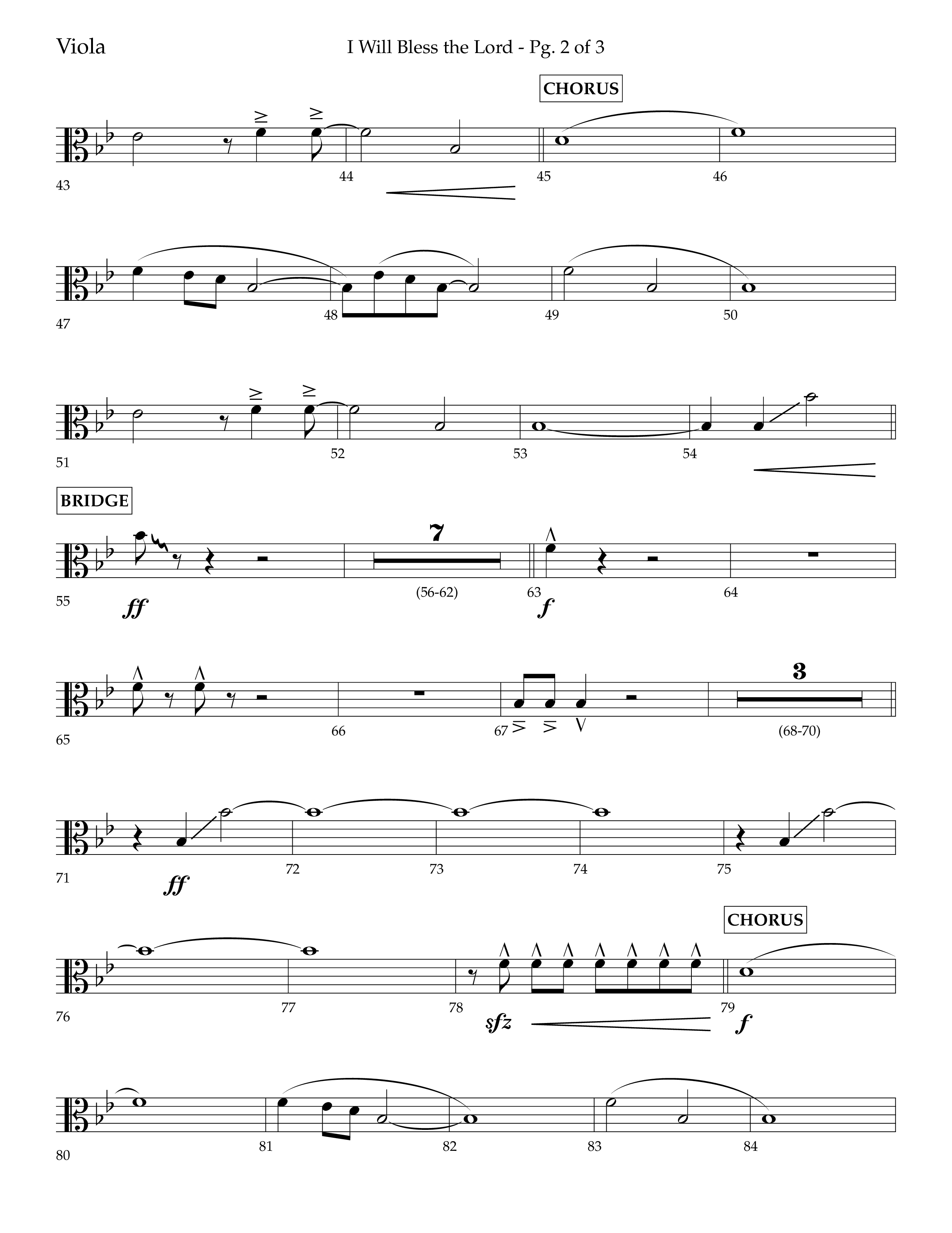 I Will Bless The Lord (Choral Anthem SATB) Viola (Lifeway Worship / Arr. Cliff Duren)