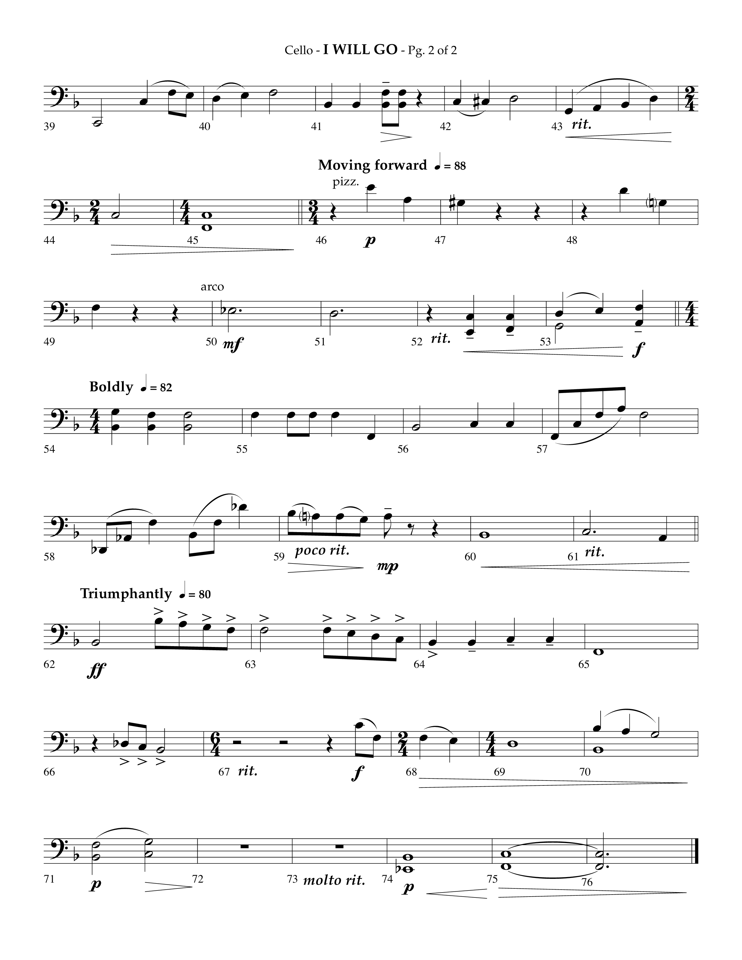 i Will Go (Choral Anthem SATB) Cello (Lifeway Choral / Arr. Phillip Keveren)