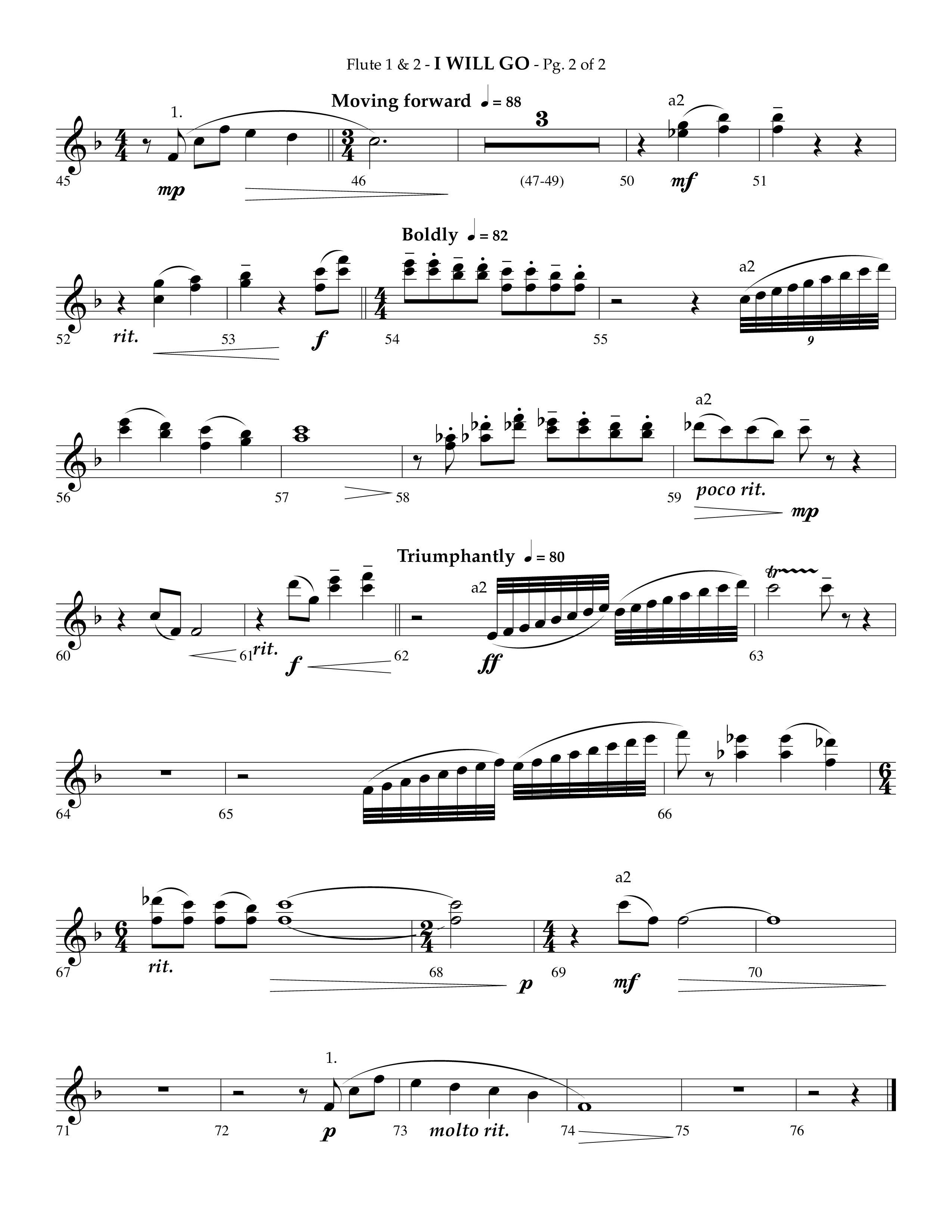 i Will Go (Choral Anthem SATB) Flute 1/2 (Lifeway Choral / Arr. Phillip Keveren)