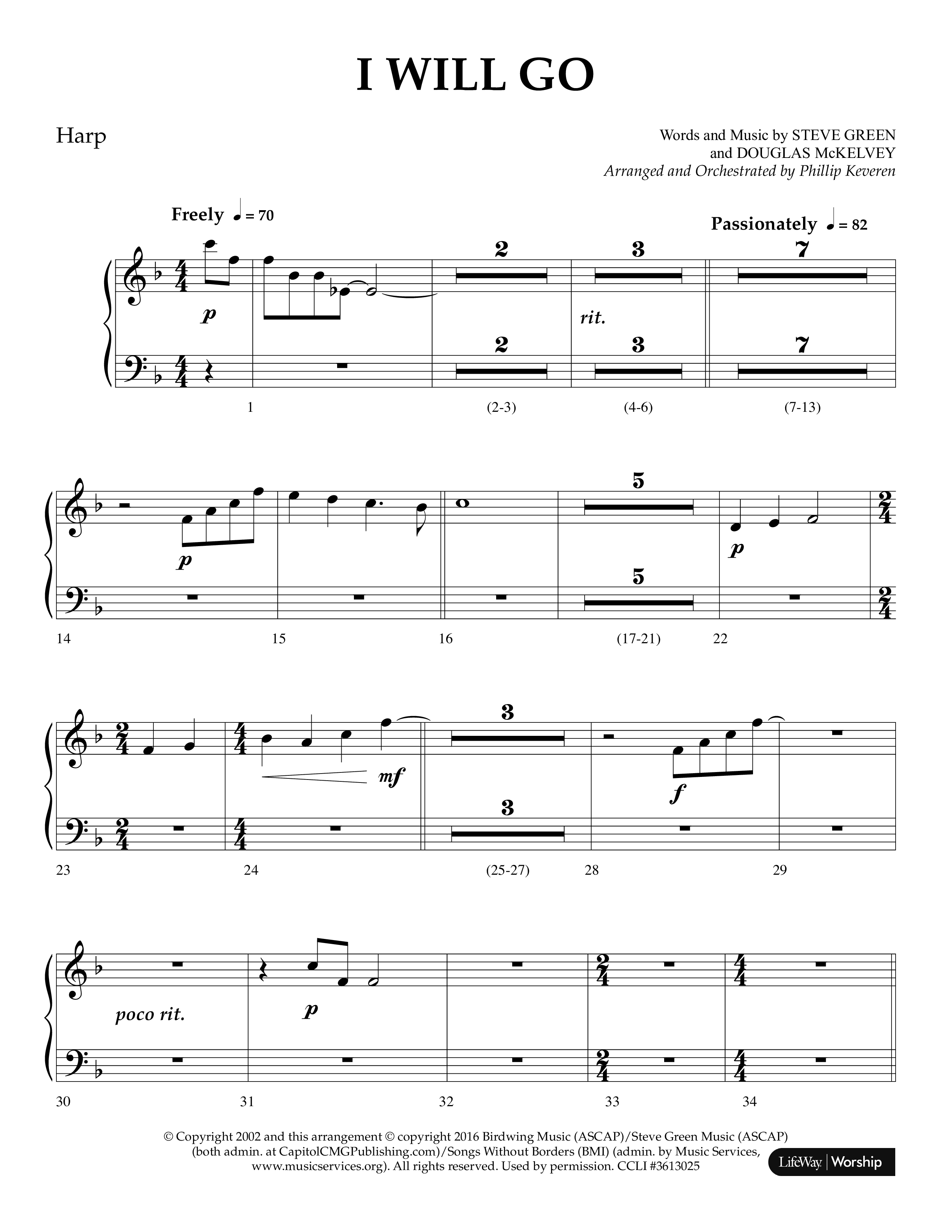 i Will Go (Choral Anthem SATB) Harp (Lifeway Choral / Arr. Phillip Keveren)