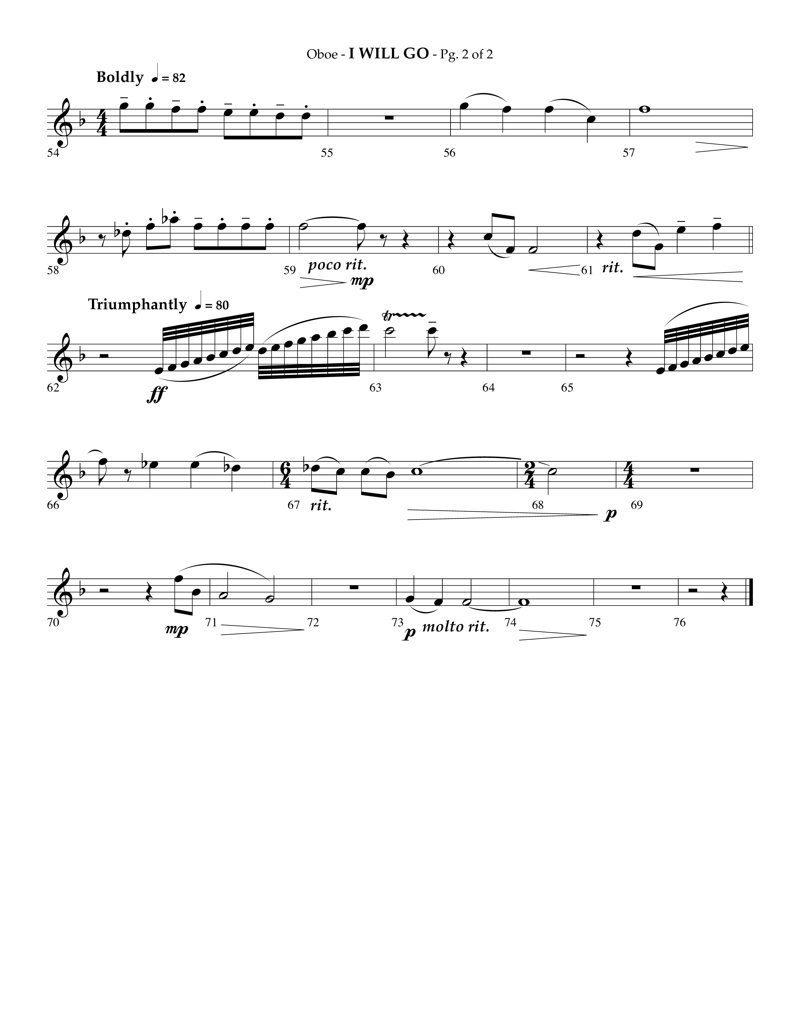 i Will Go (Choral Anthem SATB) Oboe (Lifeway Choral / Arr. Phillip Keveren)