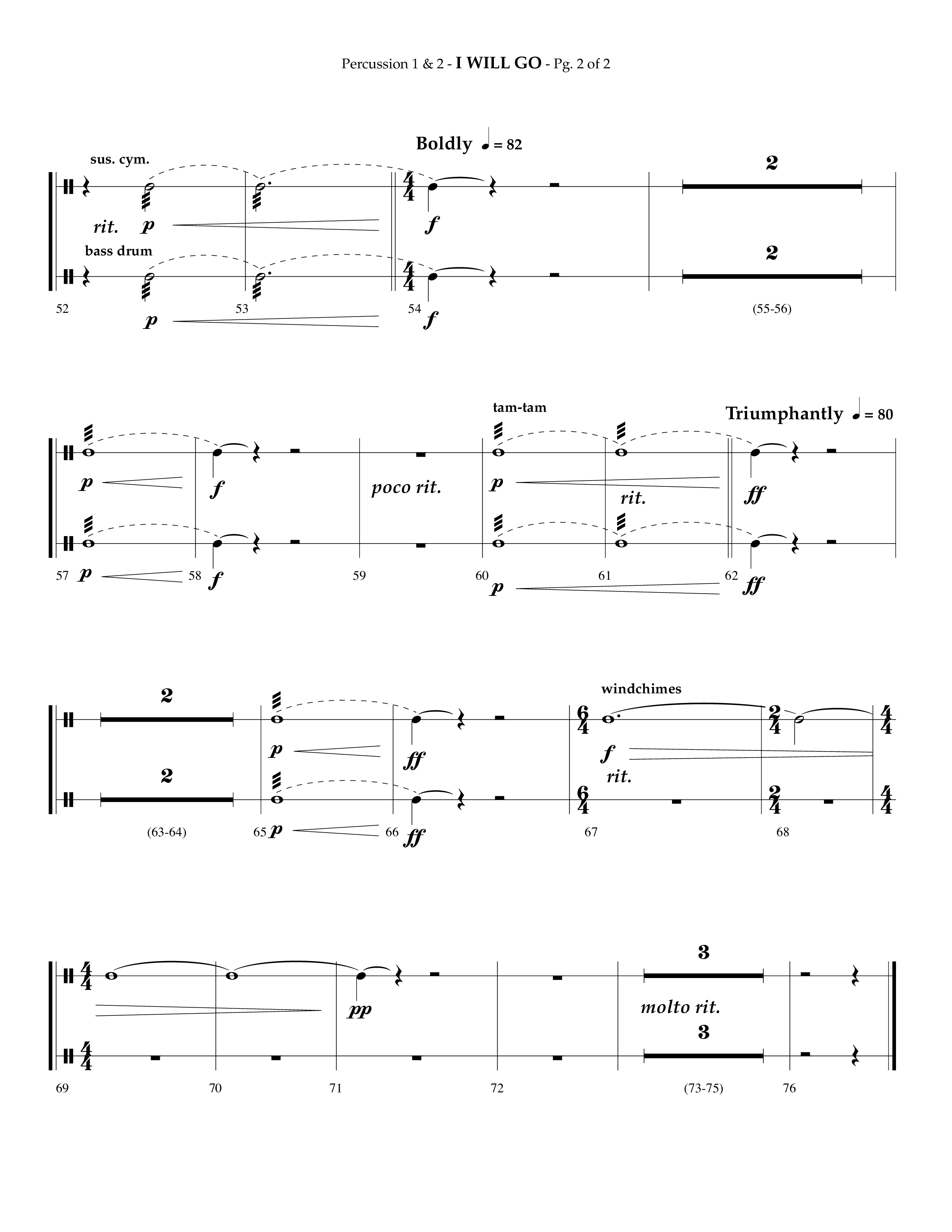 i Will Go (Choral Anthem SATB) Percussion 1/2 (Lifeway Choral / Arr. Phillip Keveren)