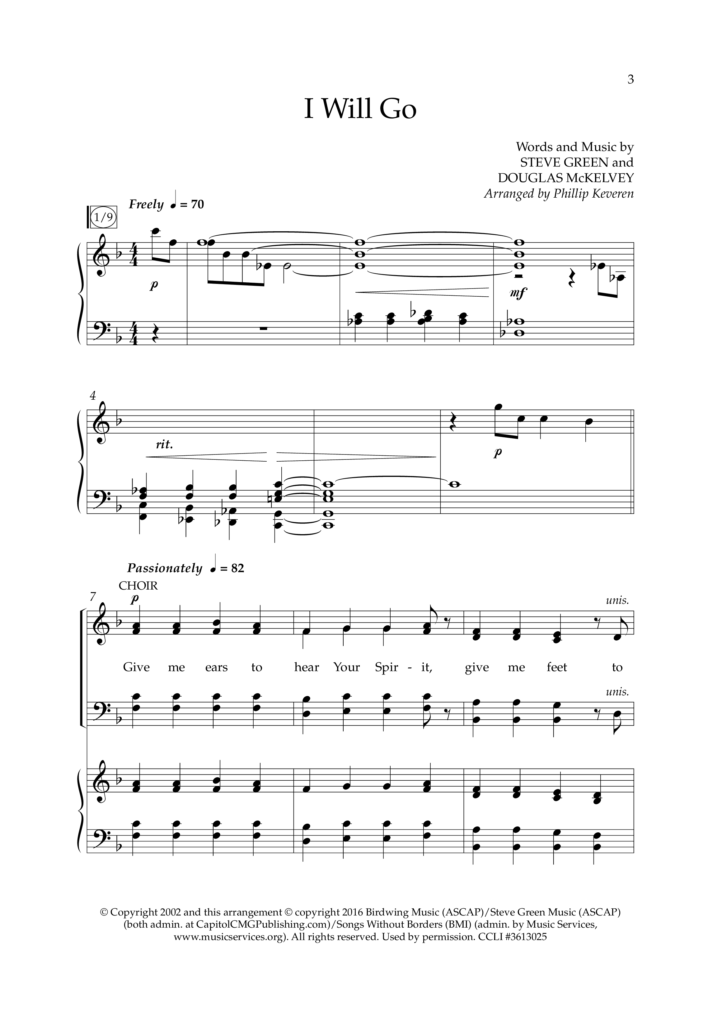 i Will Go (Choral Anthem SATB) Anthem (SATB/Piano) (Lifeway Choral / Arr. Phillip Keveren)