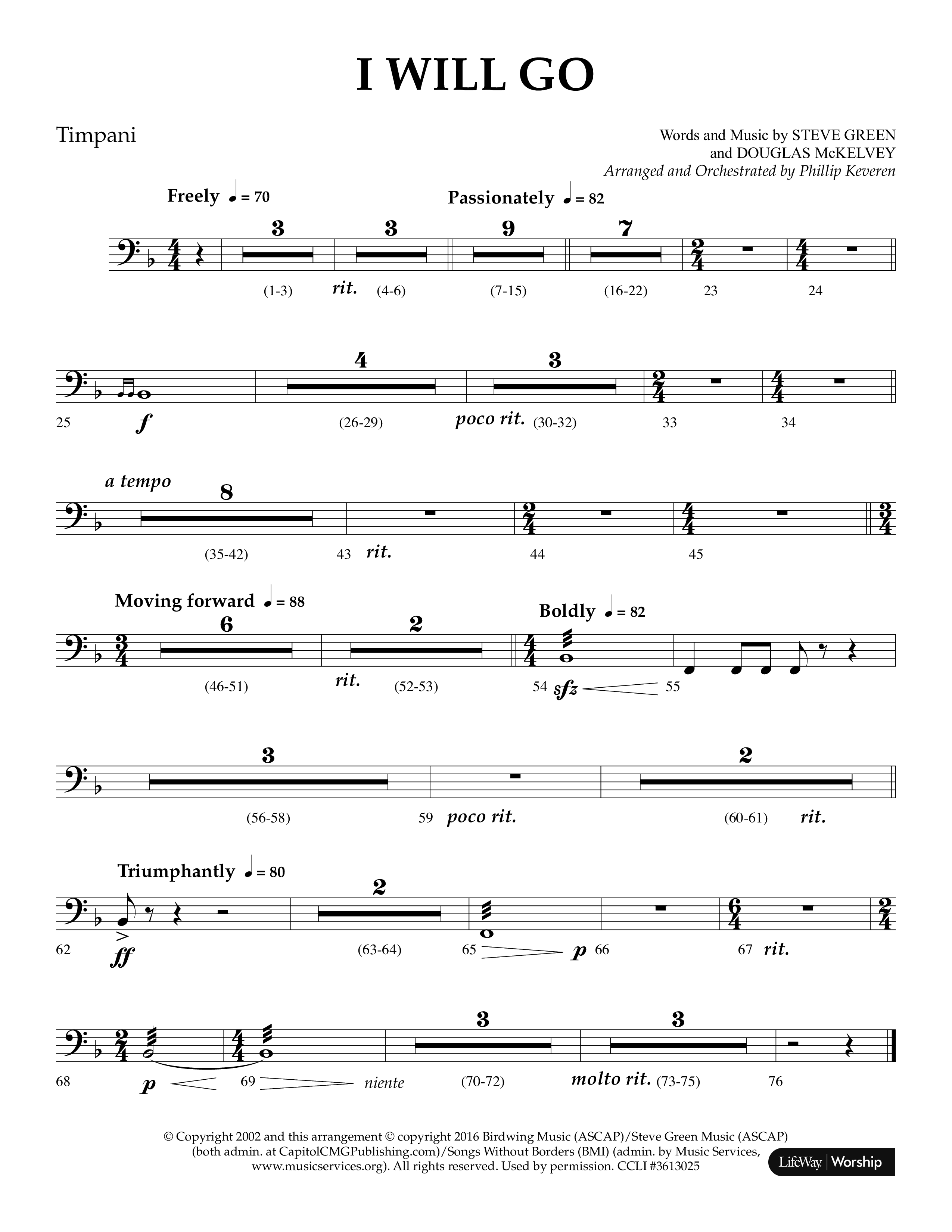 i Will Go (Choral Anthem SATB) Timpani (Lifeway Choral / Arr. Phillip Keveren)