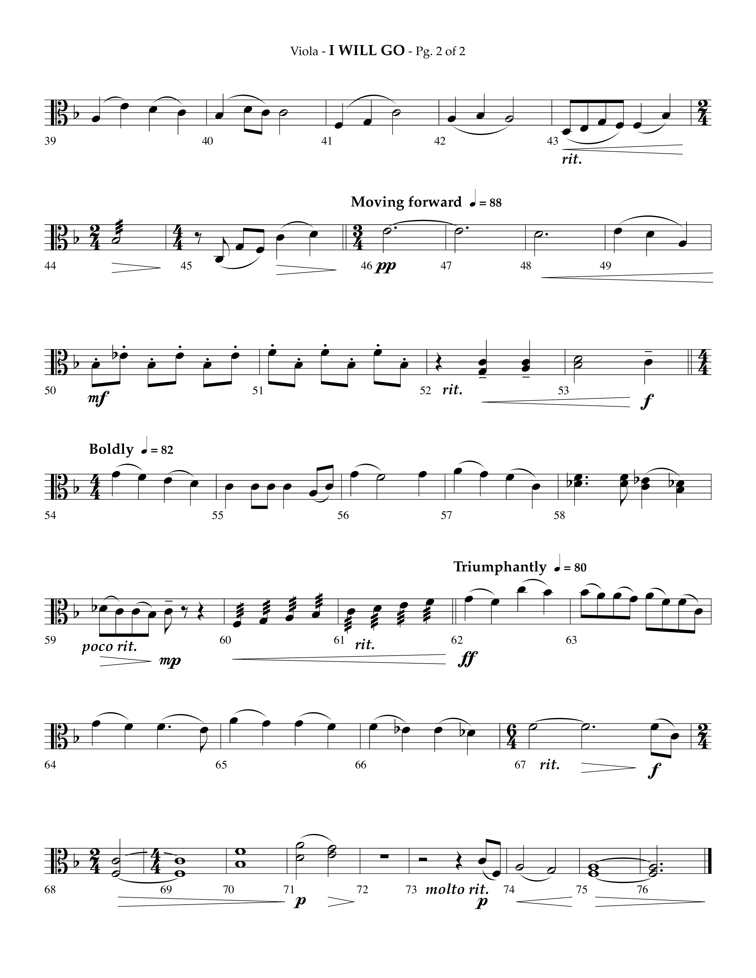 i Will Go (Choral Anthem SATB) Viola (Lifeway Choral / Arr. Phillip Keveren)
