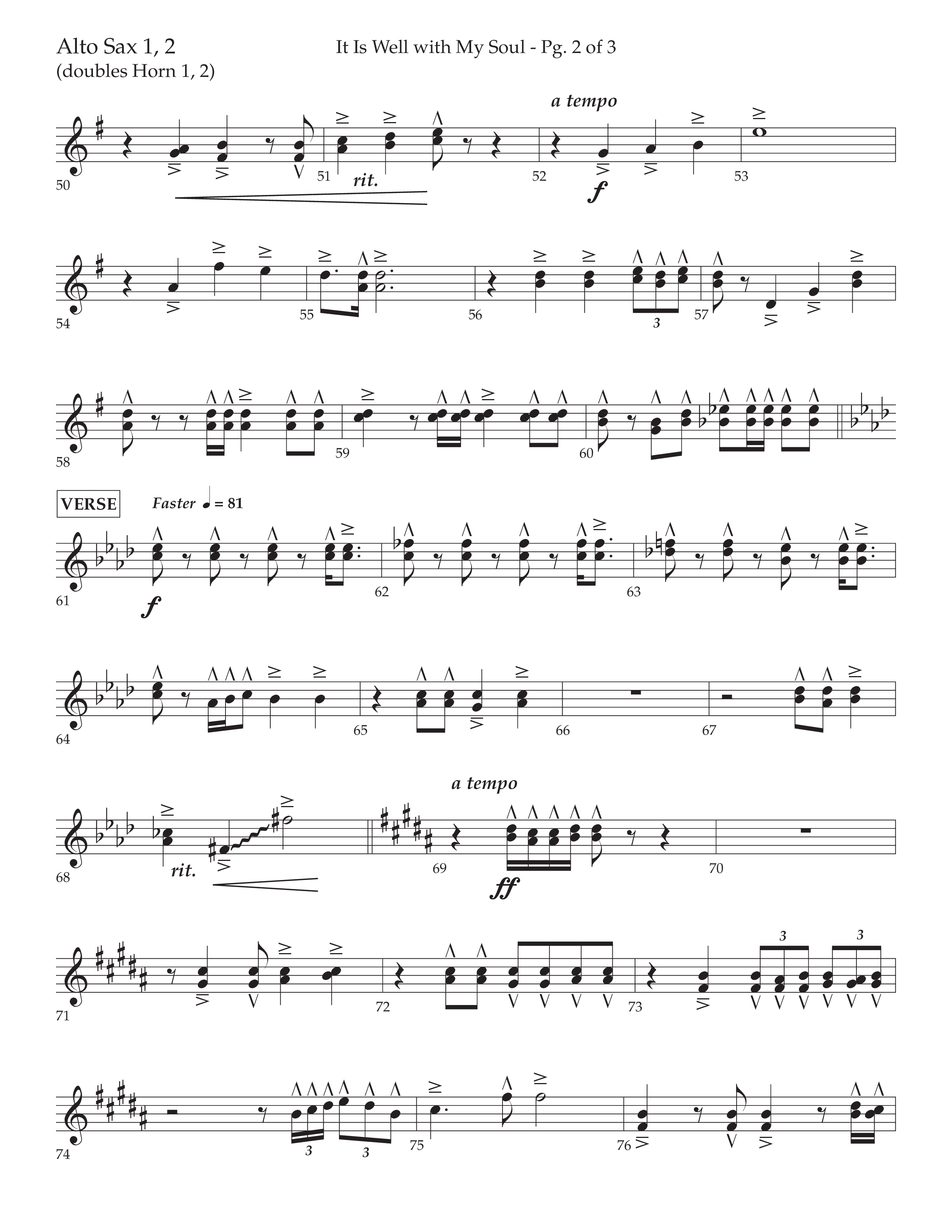 It Is Well With My Soul (Choral Anthem SATB) Alto Sax 1/2 (Lifeway Choral / Arr. John Bolin / Orch. David Clydesdale)