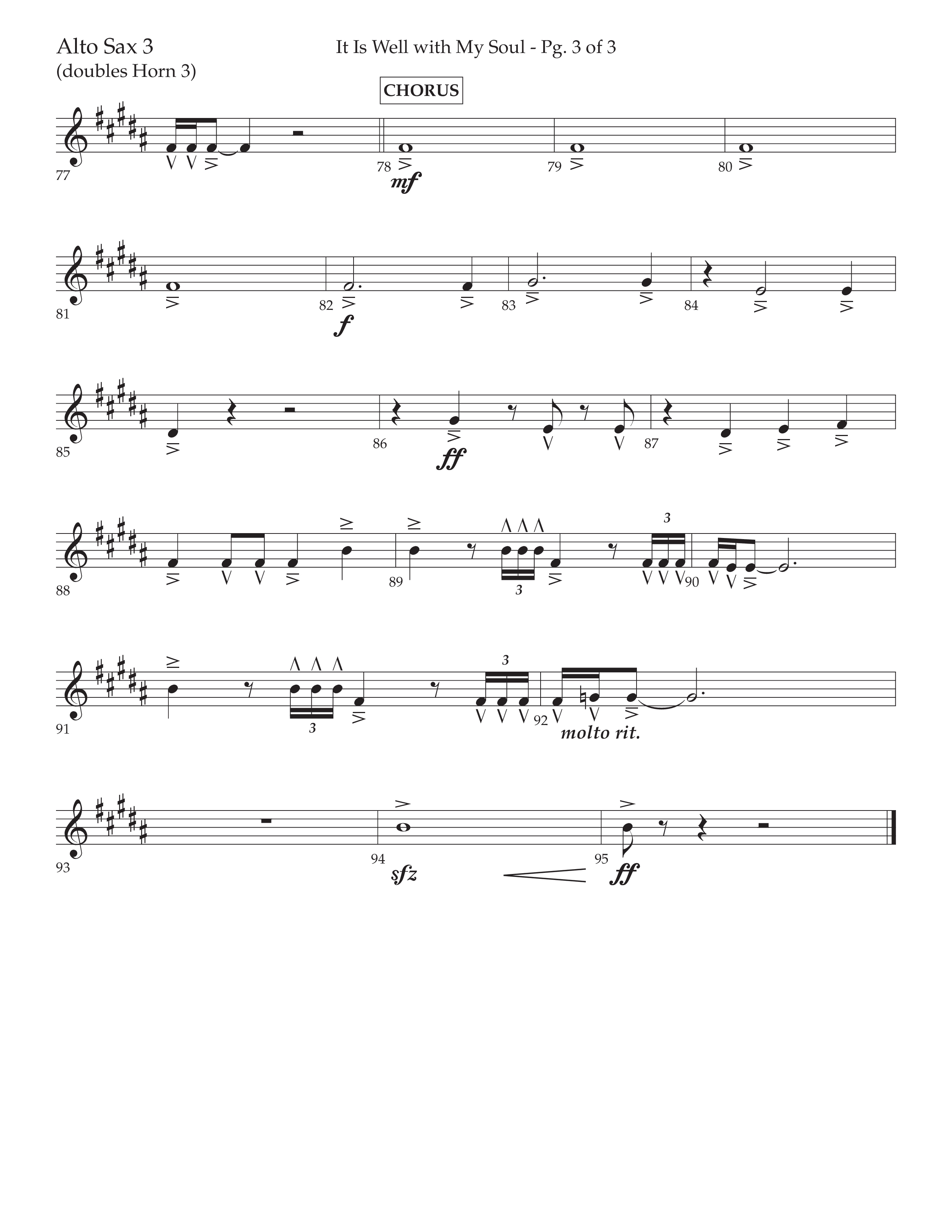 It Is Well With My Soul (Choral Anthem SATB) Alto Sax (Lifeway Choral / Arr. John Bolin / Orch. David Clydesdale)