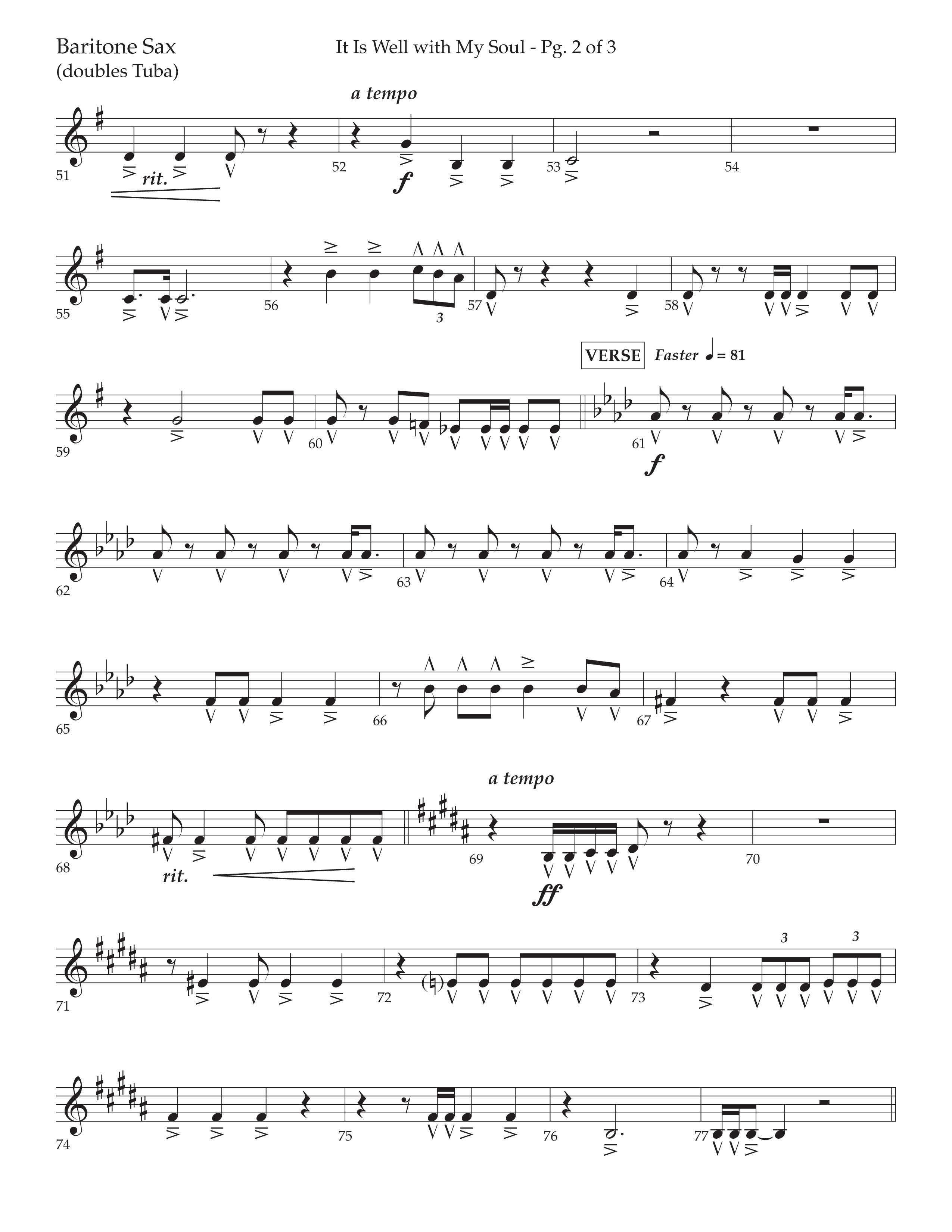 It Is Well With My Soul (Choral Anthem SATB) Bari Sax (Lifeway Choral / Arr. John Bolin / Orch. David Clydesdale)