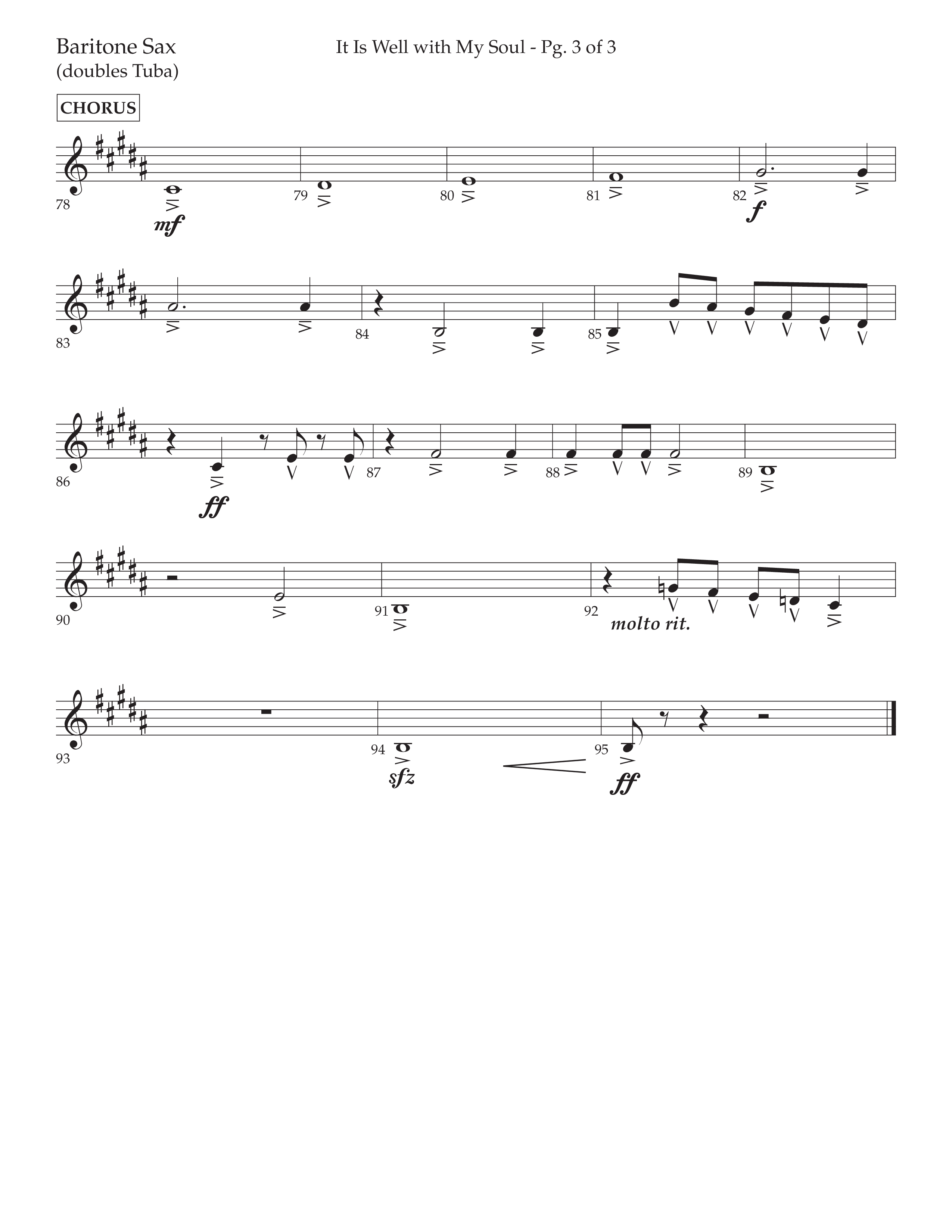 It Is Well With My Soul (Choral Anthem SATB) Bari Sax (Lifeway Choral / Arr. John Bolin / Orch. David Clydesdale)