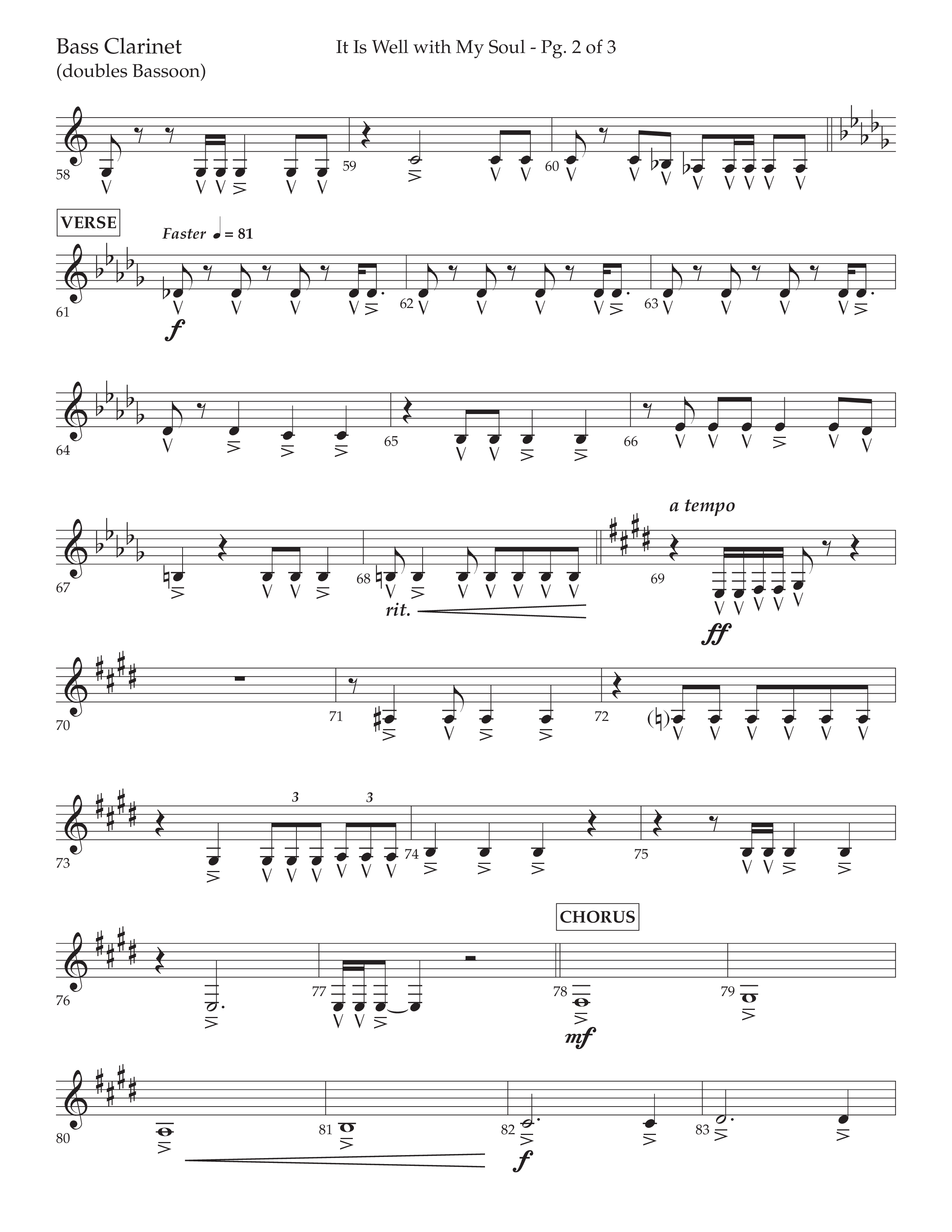 It Is Well With My Soul (Choral Anthem SATB) Bass Clarinet (Lifeway Choral / Arr. John Bolin / Orch. David Clydesdale)
