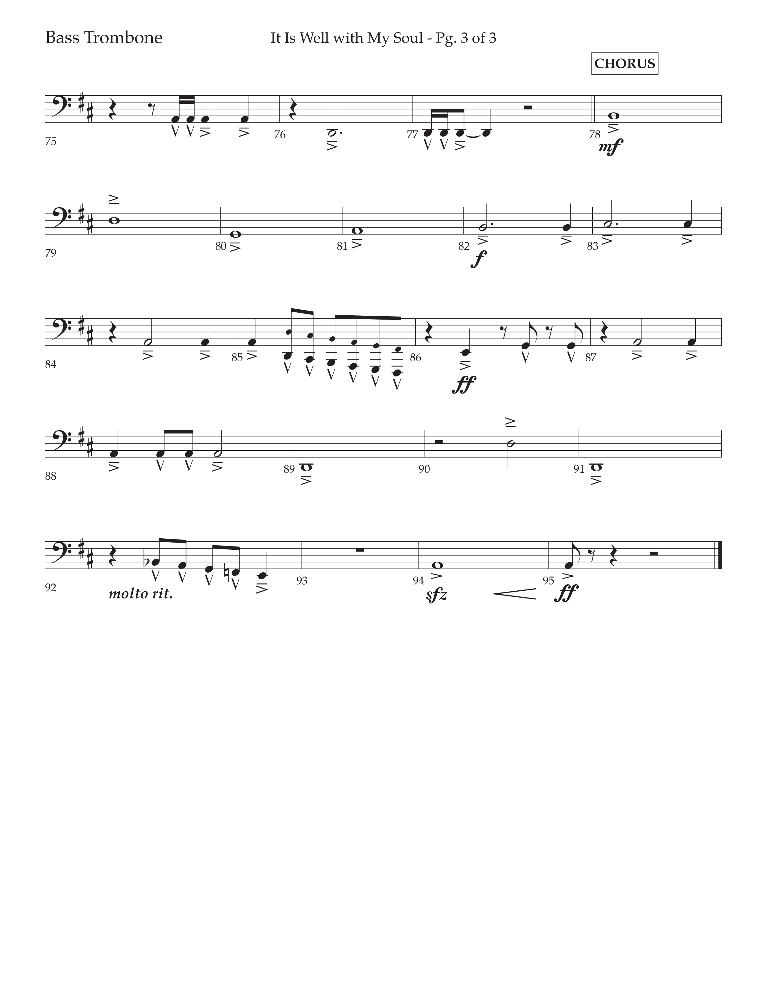 It Is Well With My Soul (Choral Anthem SATB) Bass Trombone (Lifeway Choral / Arr. John Bolin / Orch. David Clydesdale)